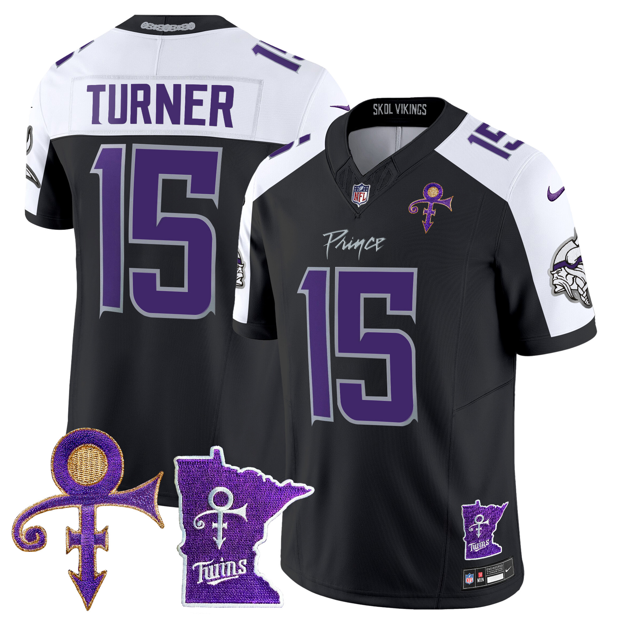 Dallas Turner Men's Minnesota Vikings 2024 Prince Vapor Limited Black Alternate Jersey - All Stitched