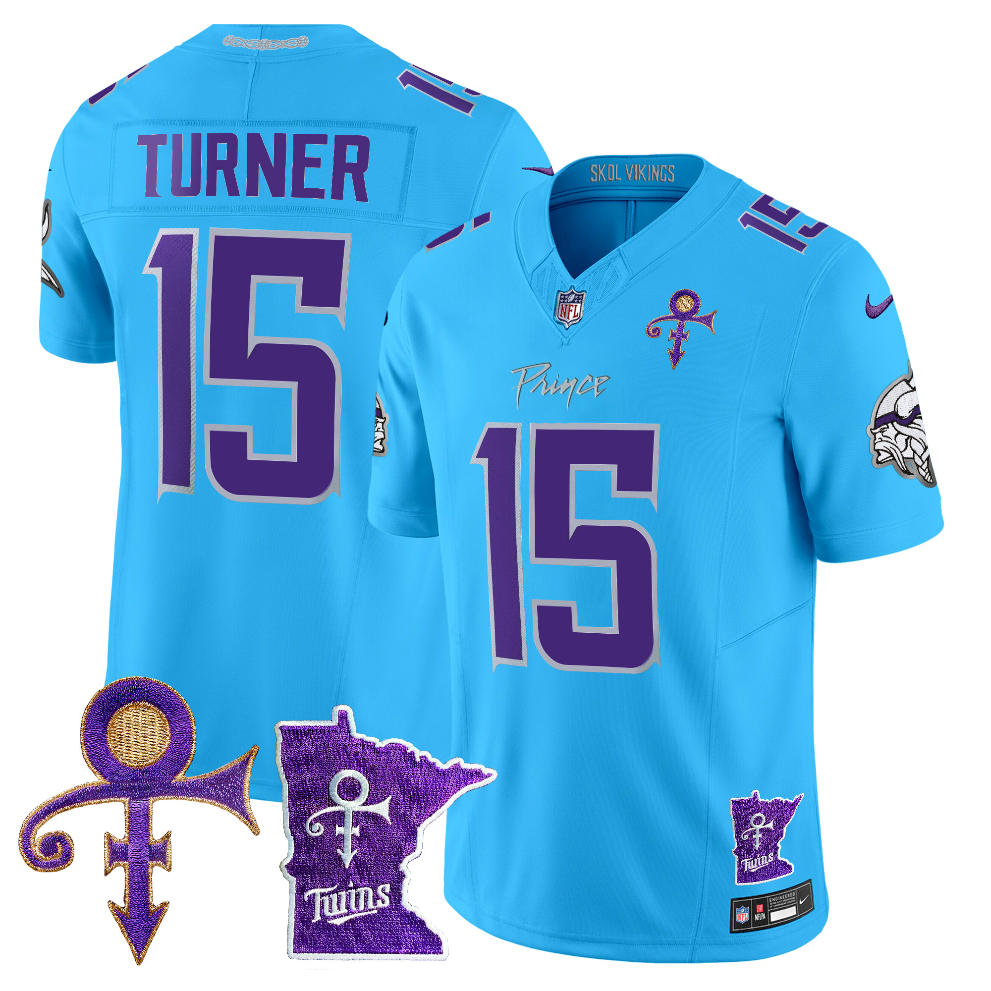Dallas Turner Men's Minnesota Vikings 2024 Prince Vapor Limited Light Blue Jersey - All Stitched