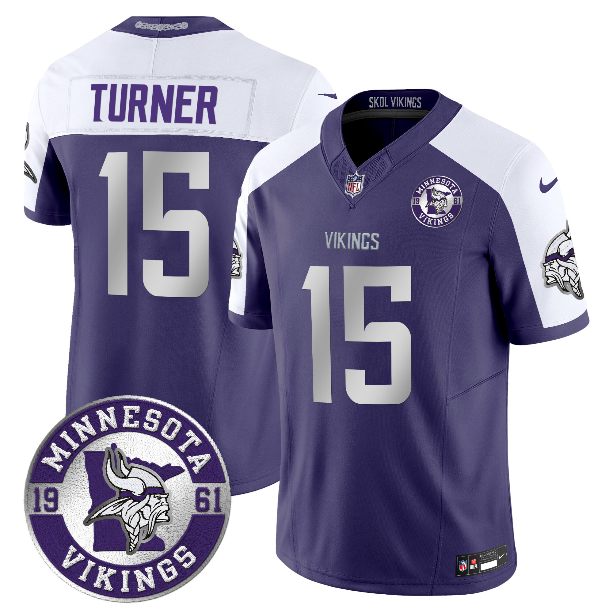 Dallas Turner Men's Minnesota Vikings 2024 Vapor Limited Purple Alternate Jersey - All Stitched