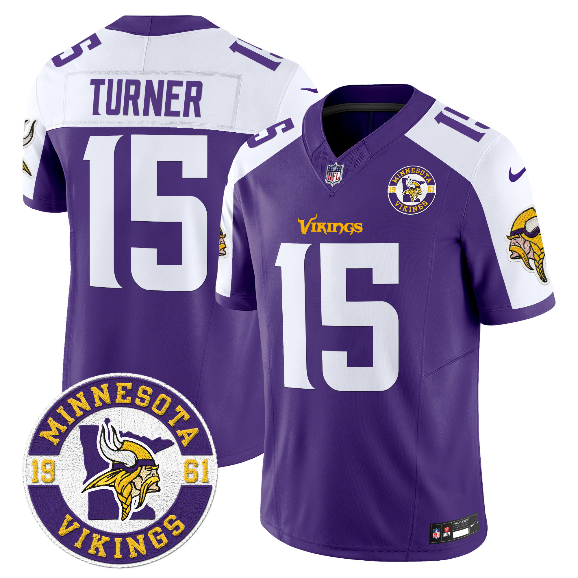 Dallas Turner Men's Minnesota Vikings 2024 Vapor Limited Purple Alternate Jersey - All Stitched