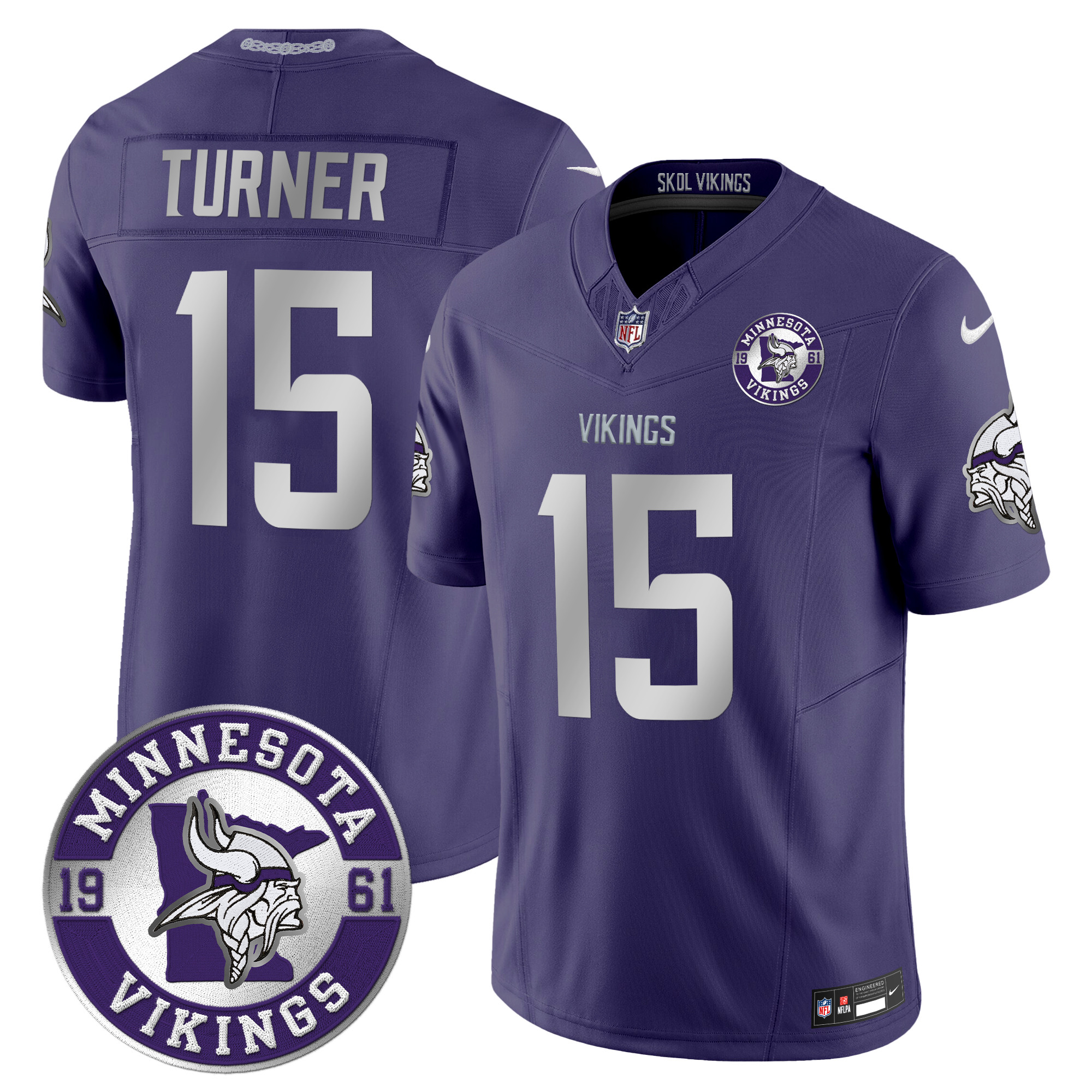 Dallas Turner Men's Minnesota Vikings 2024 Vapor Limited Purple Jersey - All Stitched