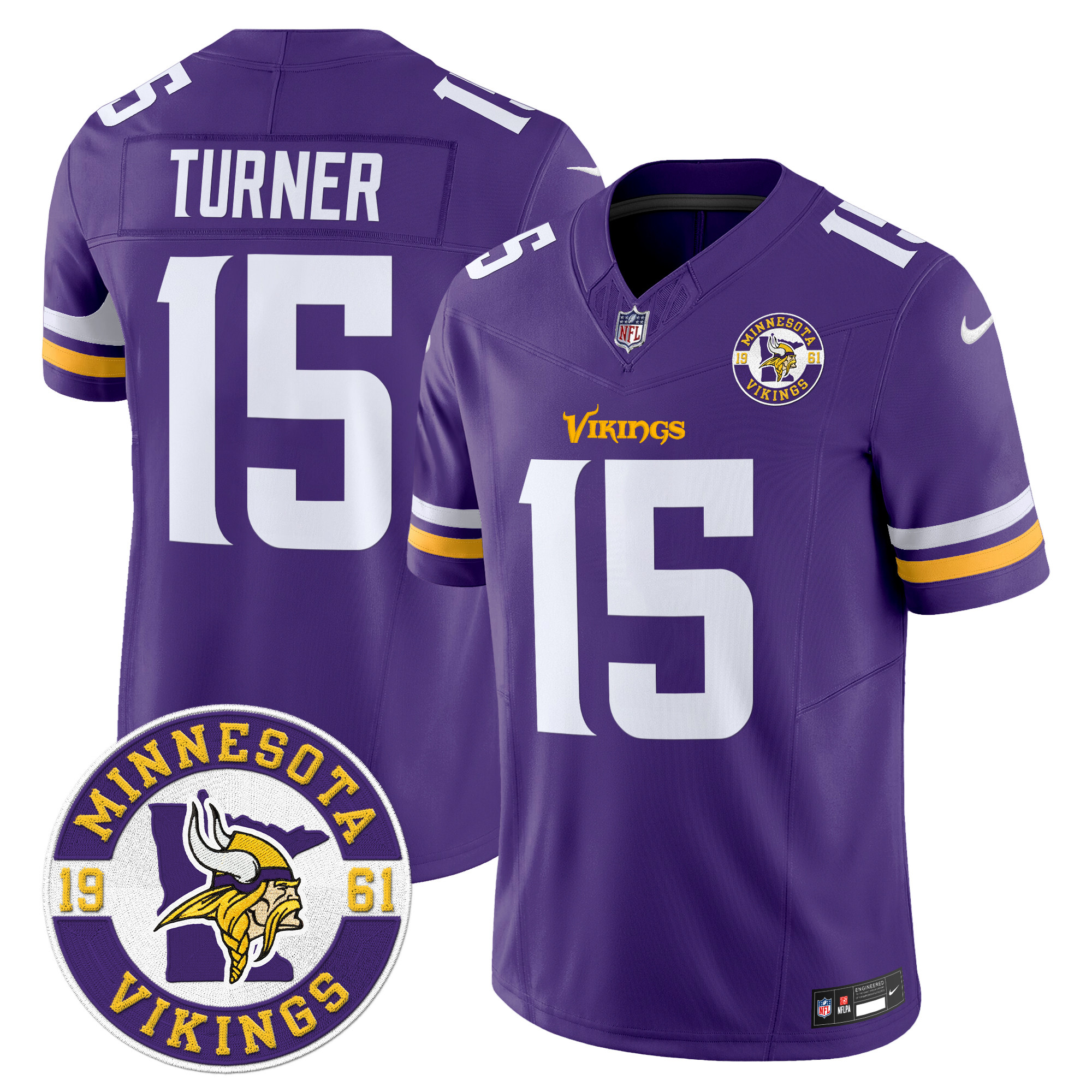Dallas Turner Men's Minnesota Vikings 2024 Vapor Limited Purple Jersey - All Stitched