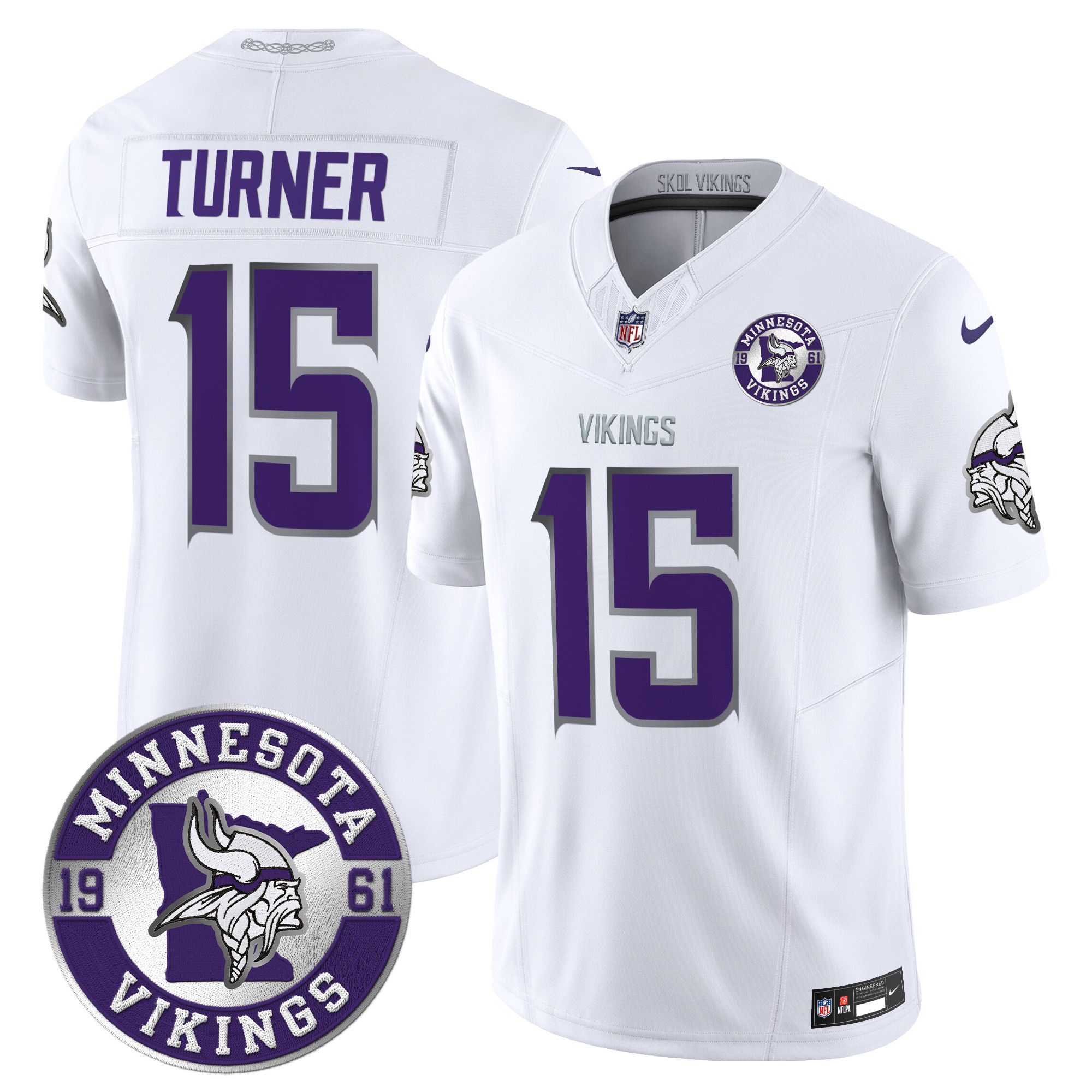 Dallas Turner Men's Minnesota Vikings 2024 Vapor Limited White Limited Jersey - All Stitched