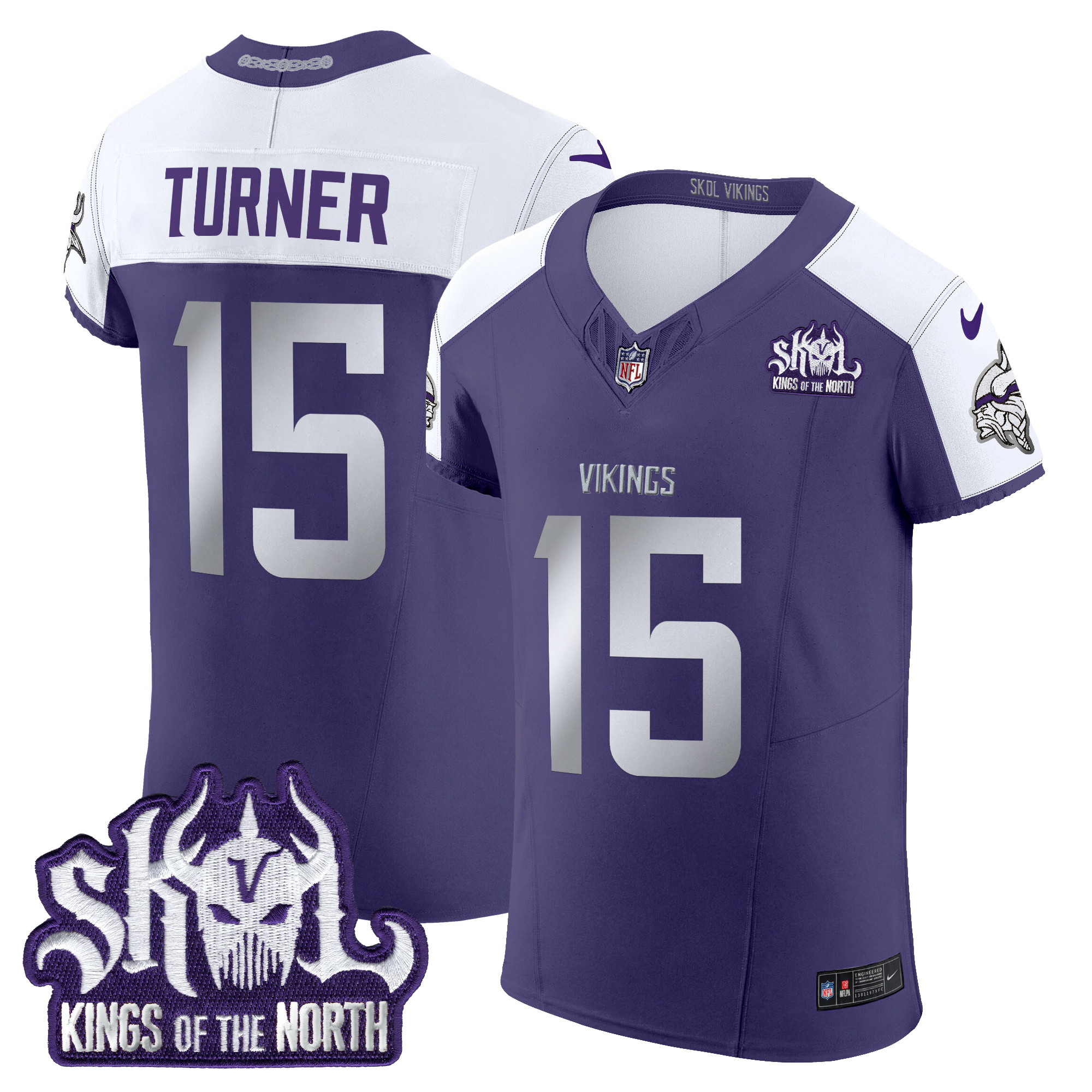 Dallas Turner Men's Minnesota Vikings 2024 Winter Warrior Skol Patch Vapor Elite Purple Alternate Jersey - All Stitched