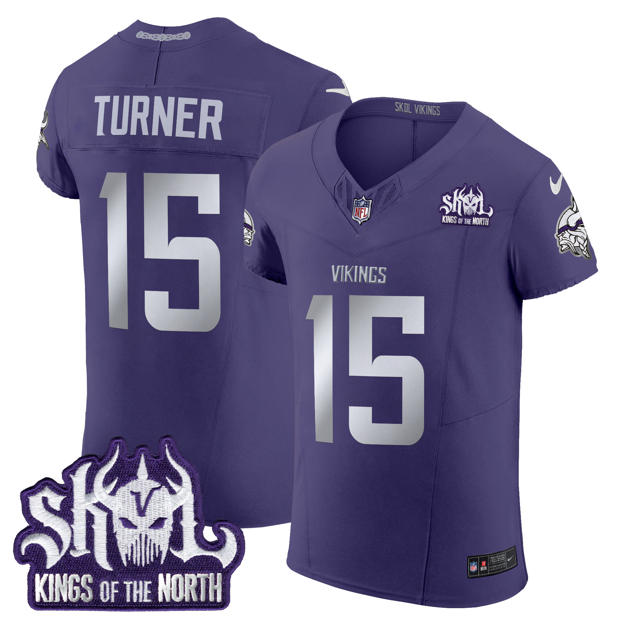 Dallas Turner Men's Minnesota Vikings 2024 Winter Warrior Skol Patch Vapor Elite Purple Jersey - All Stitched