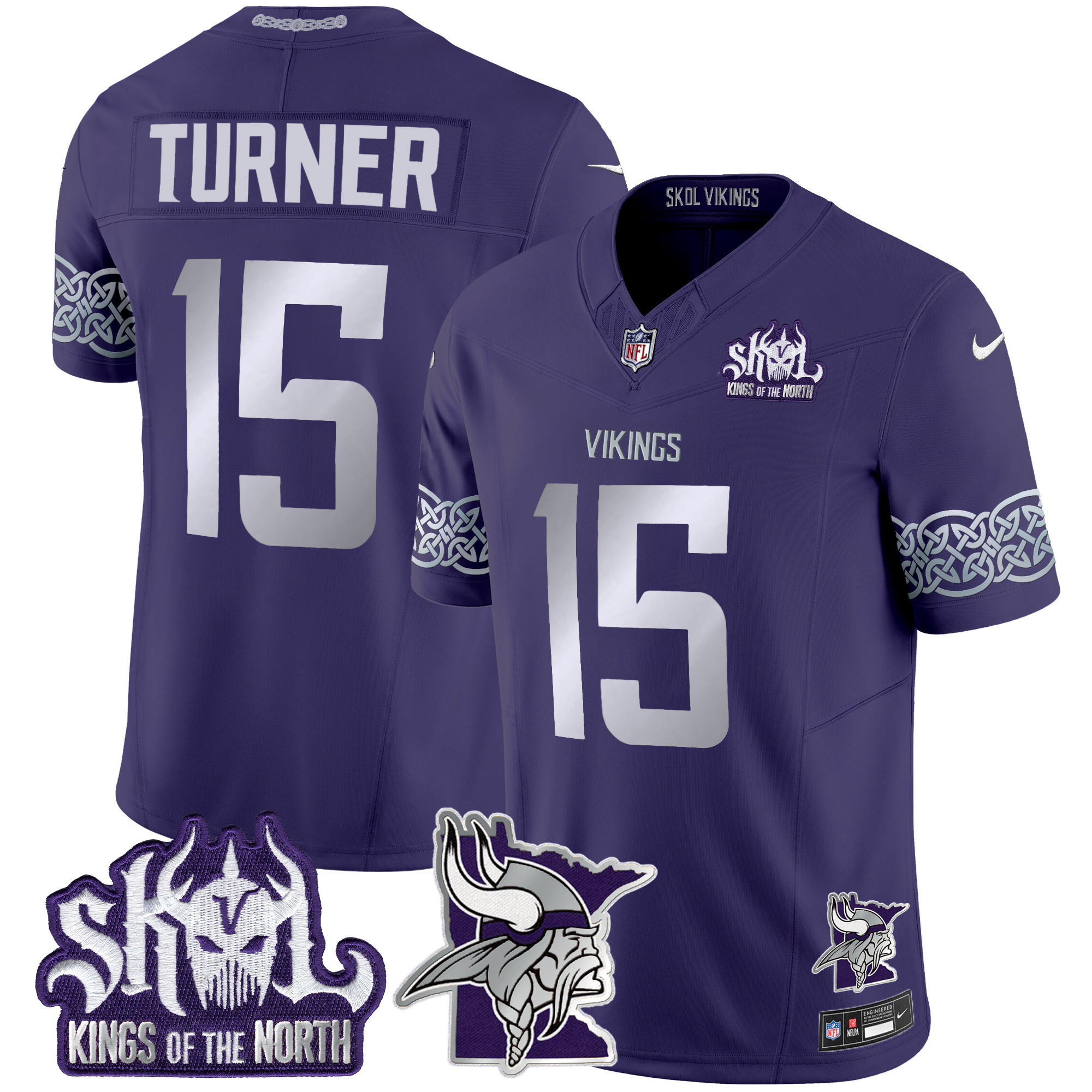 Dallas Turner Men's Minnesota Vikings 2024 Winter Warrior Skol Patch Vapor Limited Purple Jersey - All Stitched
