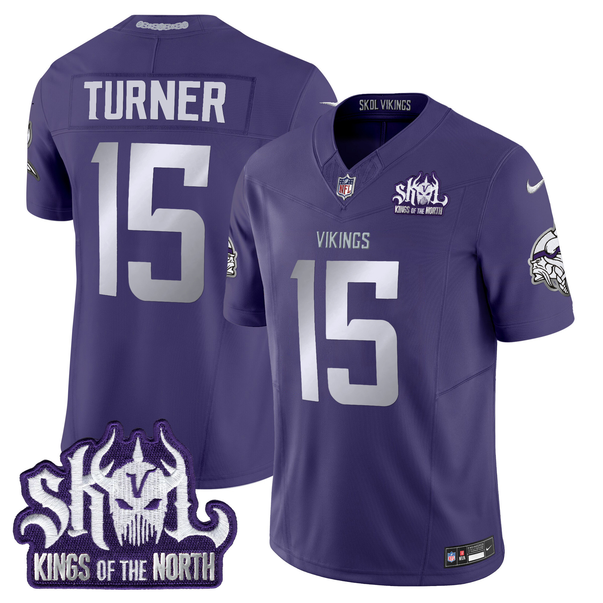 Dallas Turner Men's Minnesota Vikings 2024 Winter Warrior Skol Patch Vapor Limited Purple Jersey - All Stitched