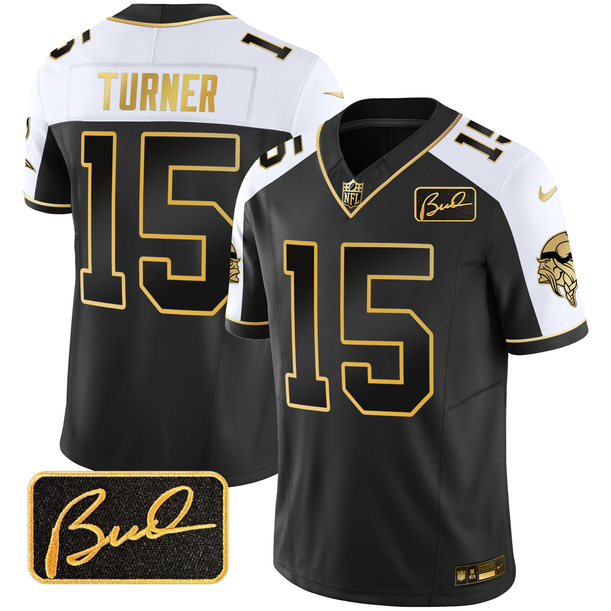 Dallas Turner Men's Minnesota Vikings Bud Grant Patch Gold Limited Alternate Jersey - All Stitched