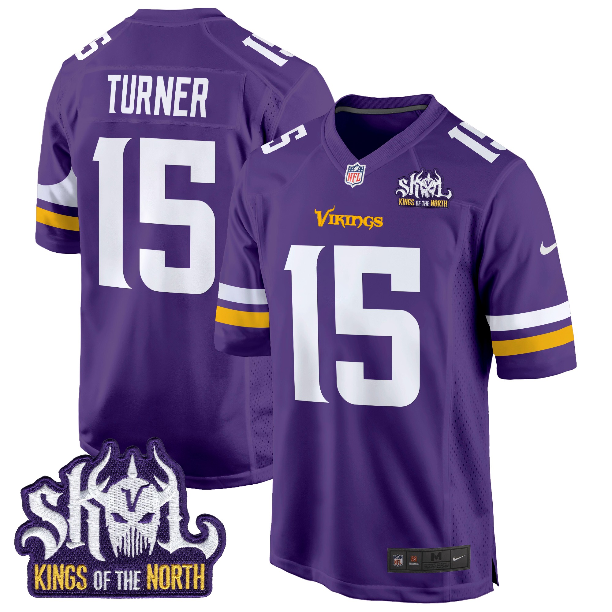 Dallas Turner Men's Minnesota Vikings King Of The North Patch Game Purple Jersey - All Stitched