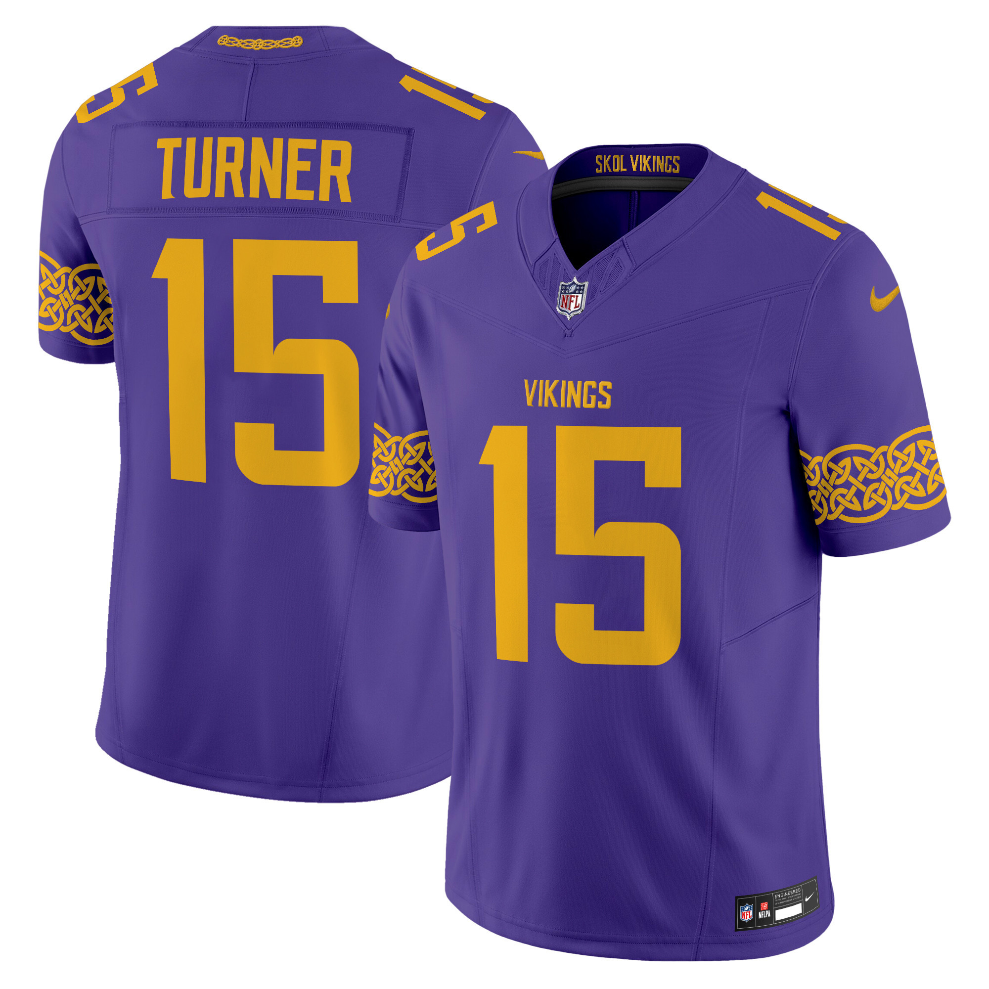 Dallas Turner Men's Minnesota Vikings Nordic Pattern Vapor Limited Purple Jersey - All Stitched