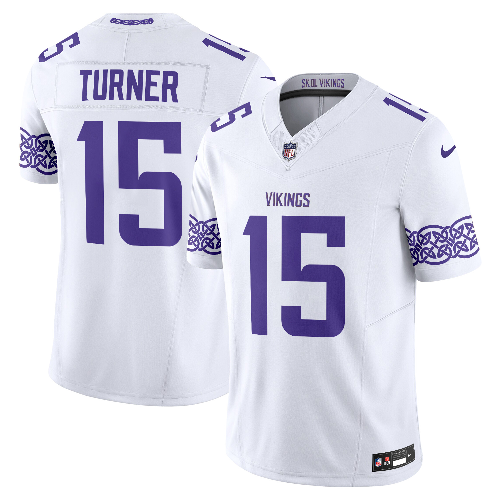 Dallas Turner Men's Minnesota Vikings Nordic Pattern Vapor Limited White Jersey - All Stitched