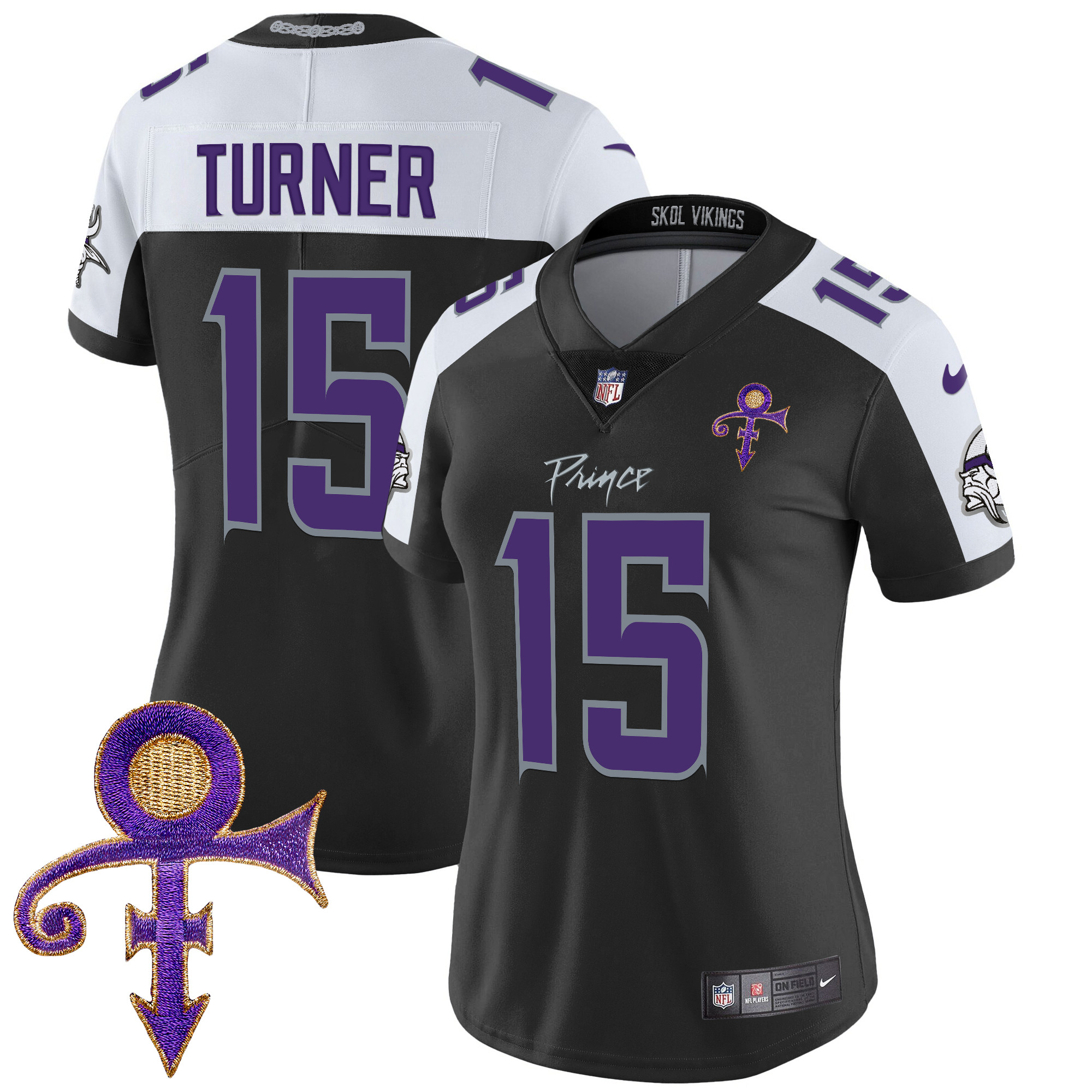 Dallas Turner Women's Minnesota Vikings 2024 Prince Vapor Limited Black Alternate Jersey - All Stitched