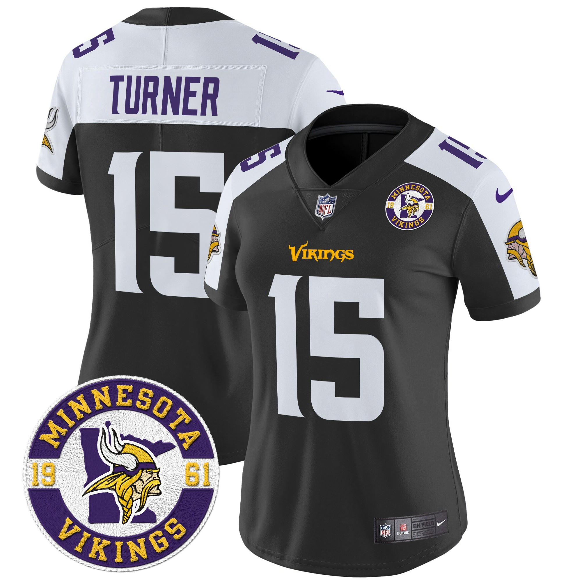 Dallas Turner Women's Minnesota Vikings 2024 Vapor Limited Black Alternate Jersey - All Stitched