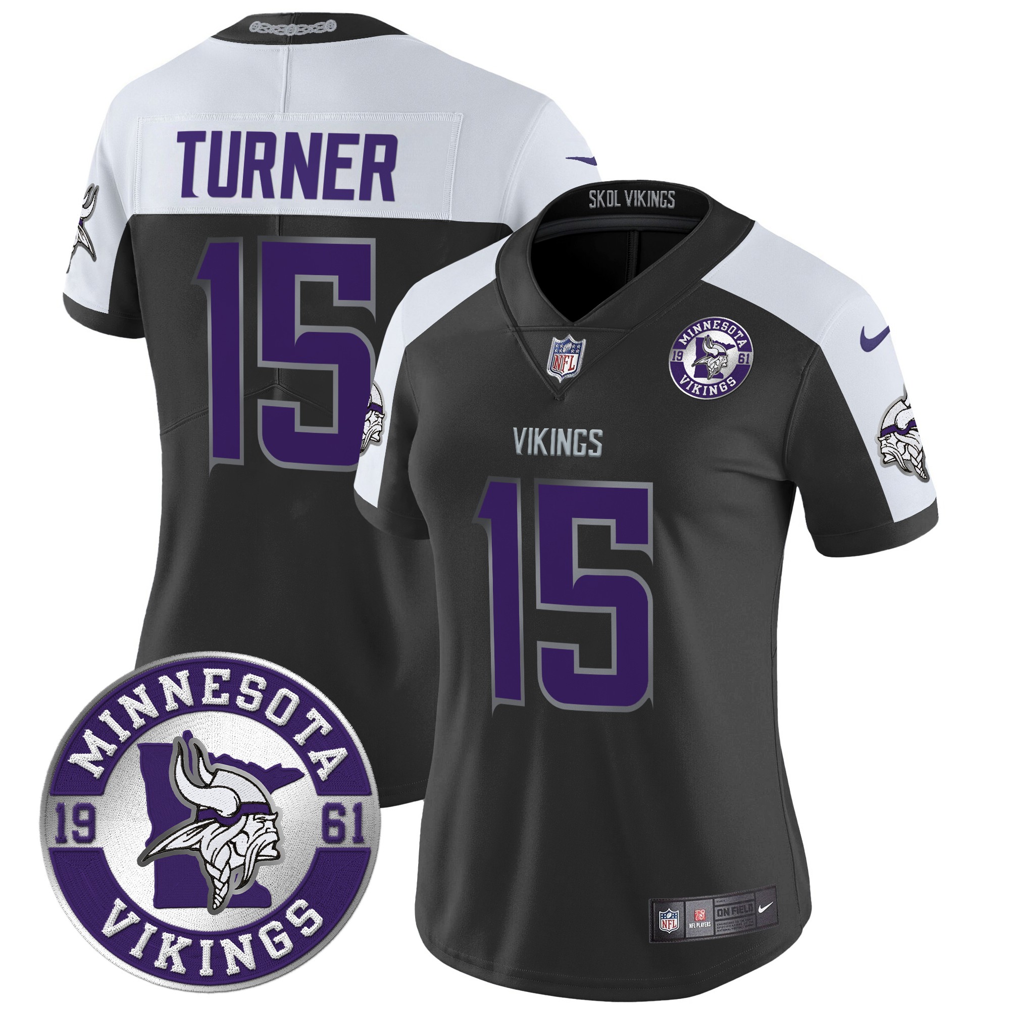 Dallas Turner Women's Minnesota Vikings 2024 Vapor Limited Black Alternate Jersey - All Stitched