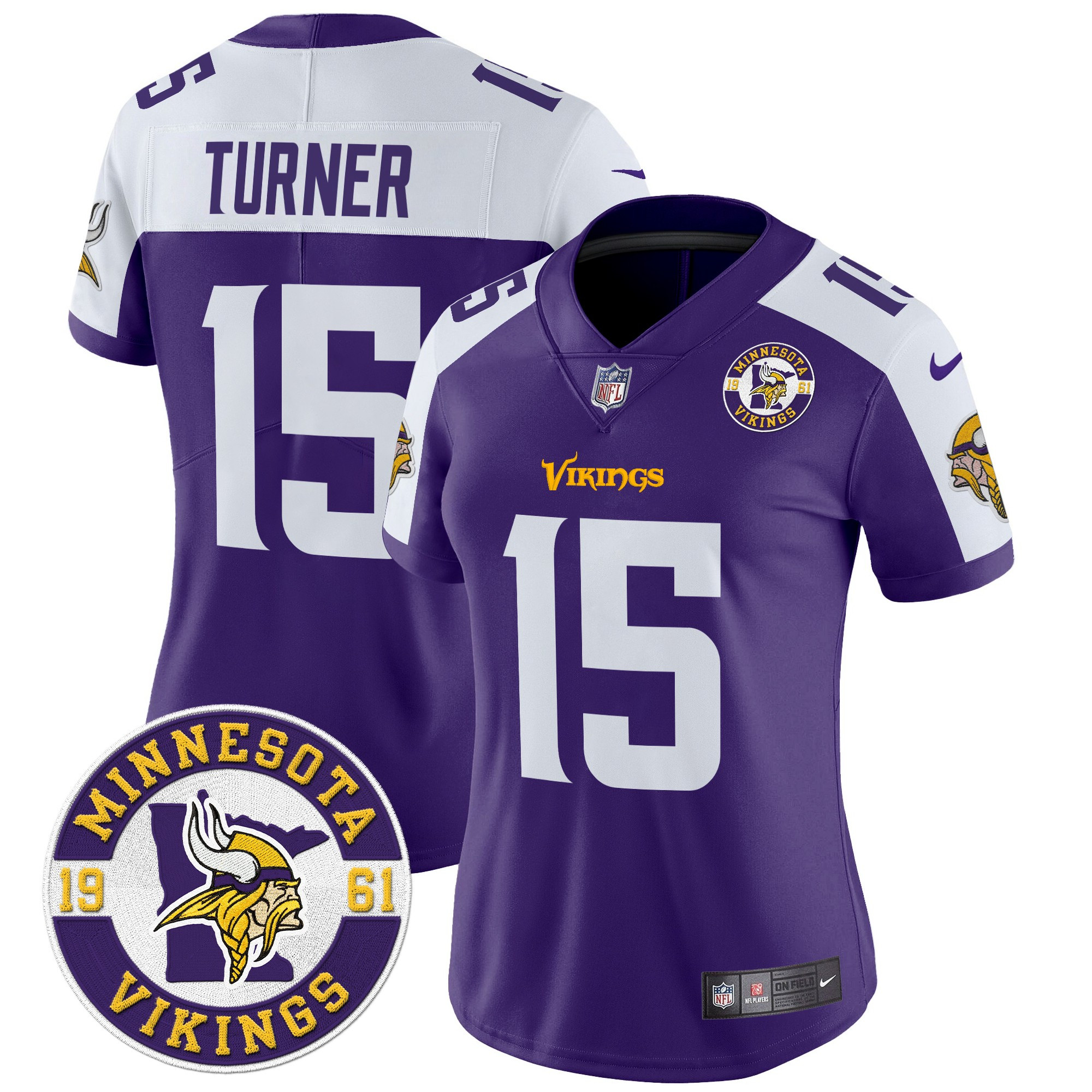 Dallas Turner Women's Minnesota Vikings 2024 Vapor Limited Purple Alternate Jersey - All Stitched