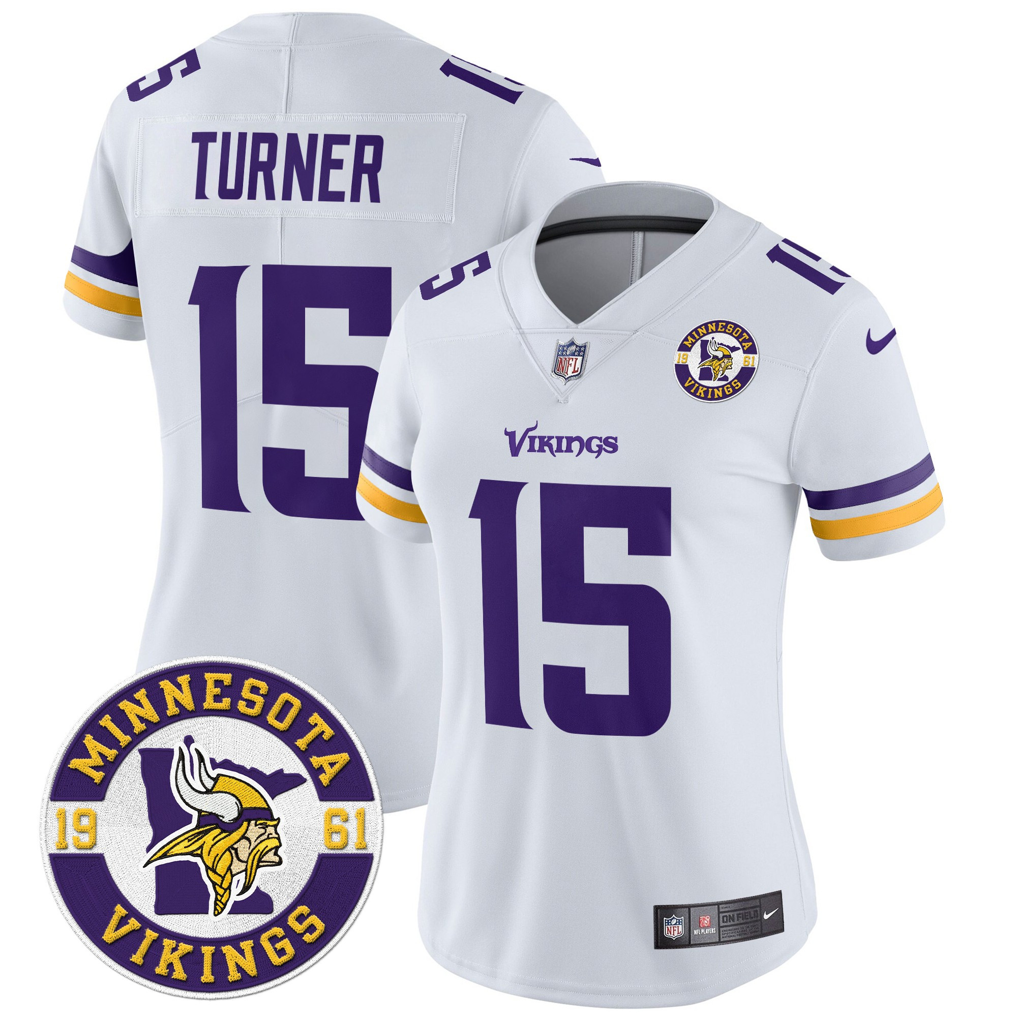 Dallas Turner Women's Minnesota Vikings 2024 Vapor Limited White Jersey - All Stitched