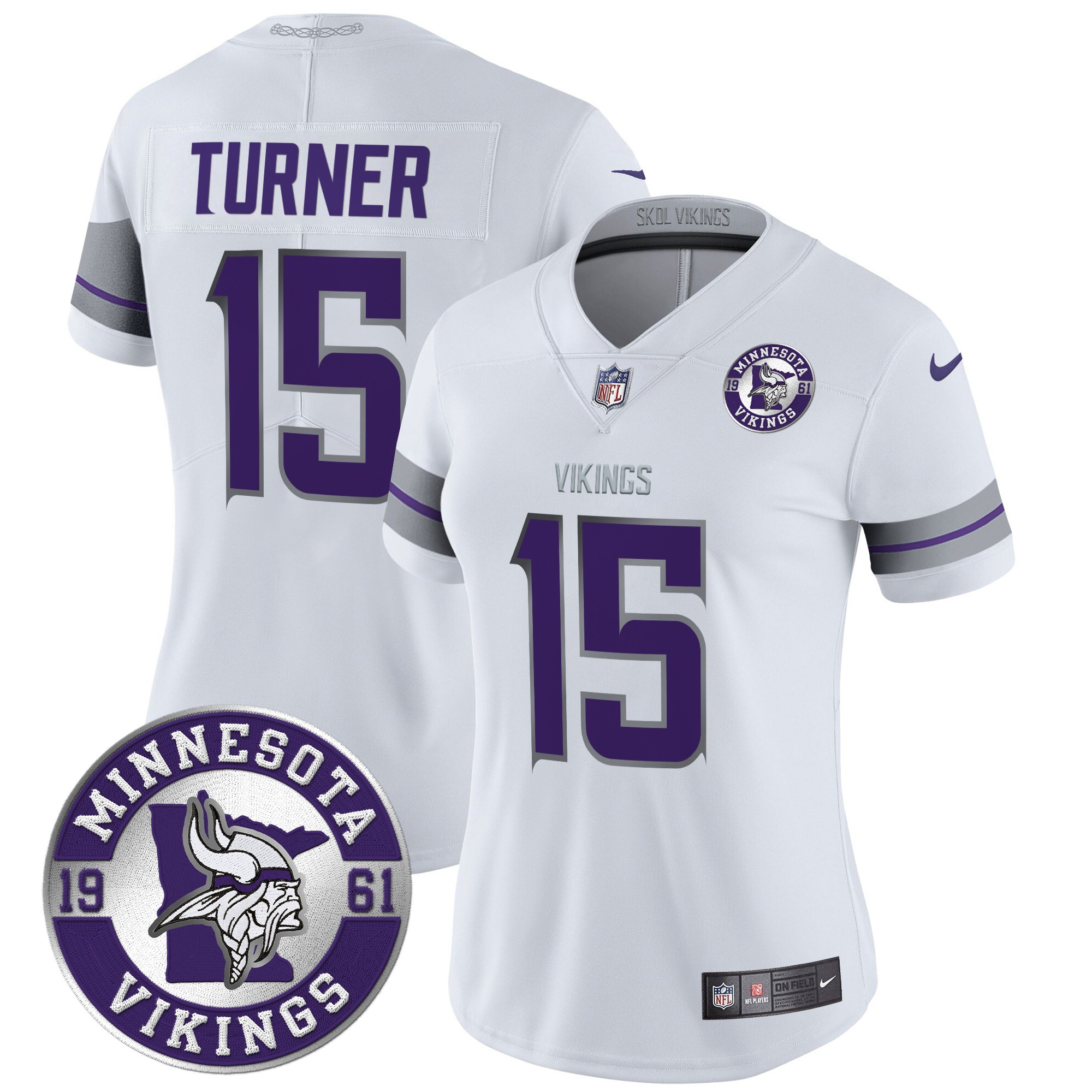 Dallas Turner Women's Minnesota Vikings 2024 Vapor Limited White Jersey - All Stitched