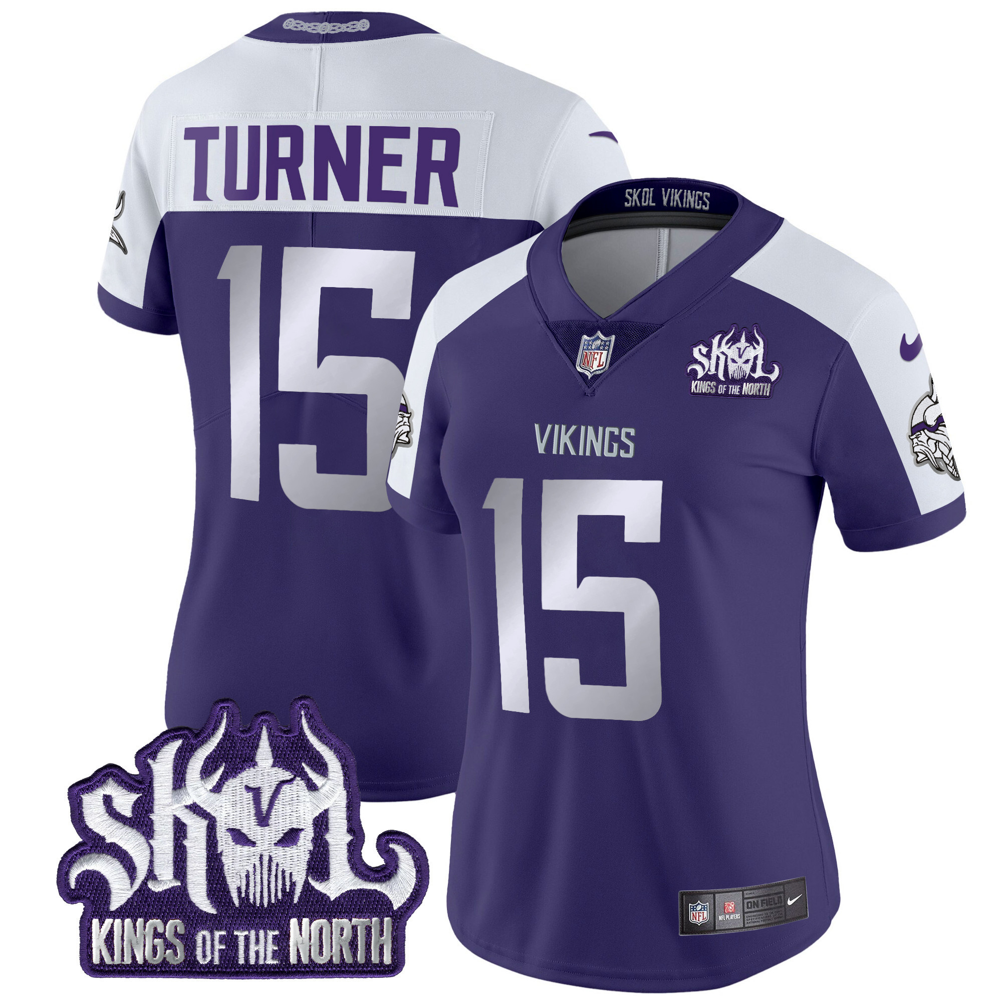 Dallas Turner Women's Minnesota Vikings 2024 Winter Warrior Skol Patch Vapor Limited Purple Alternate Jersey - All Stitched