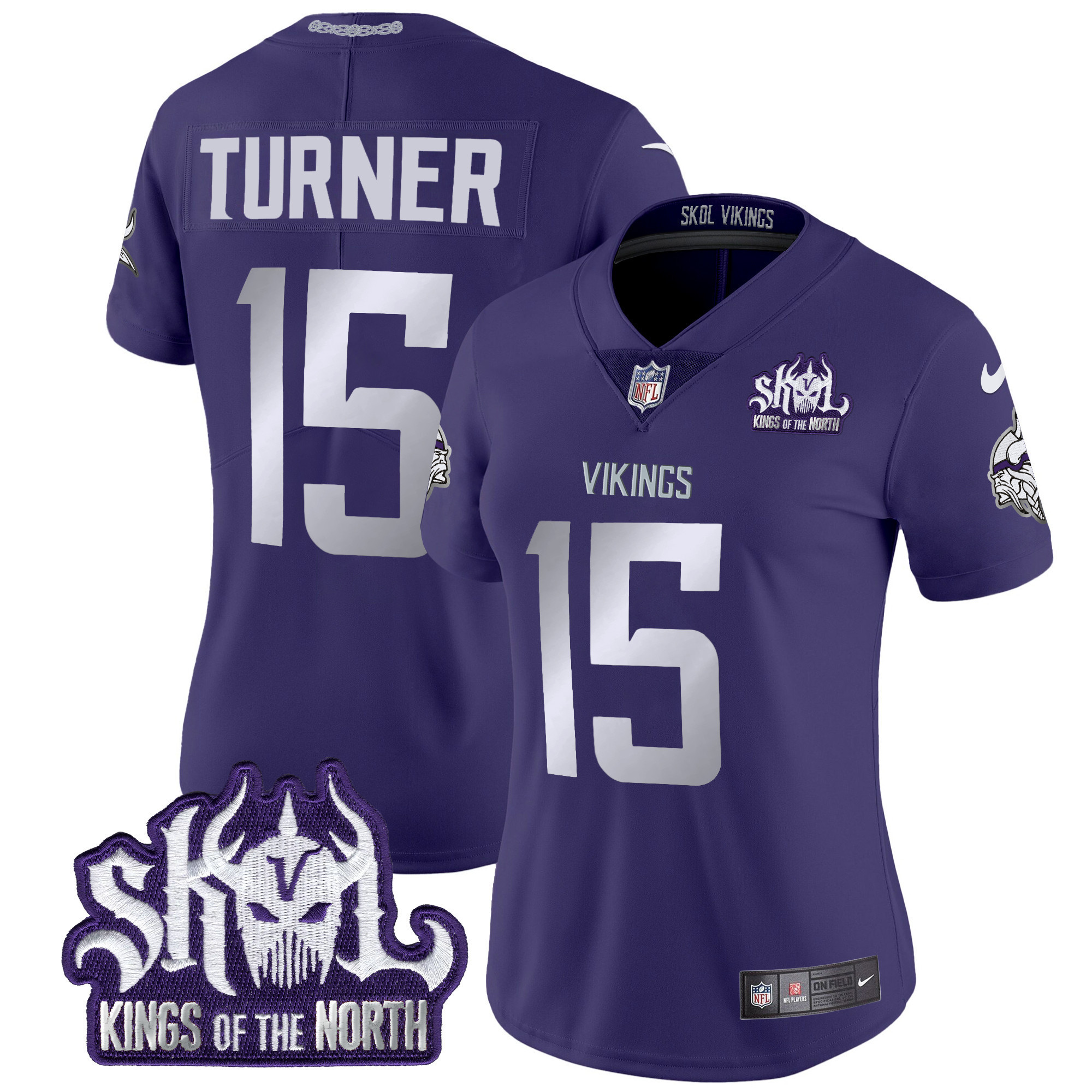 Dallas Turner Women's Minnesota Vikings 2024 Winter Warrior Skol Patch Vapor Limited Purple Jersey - All Stitched