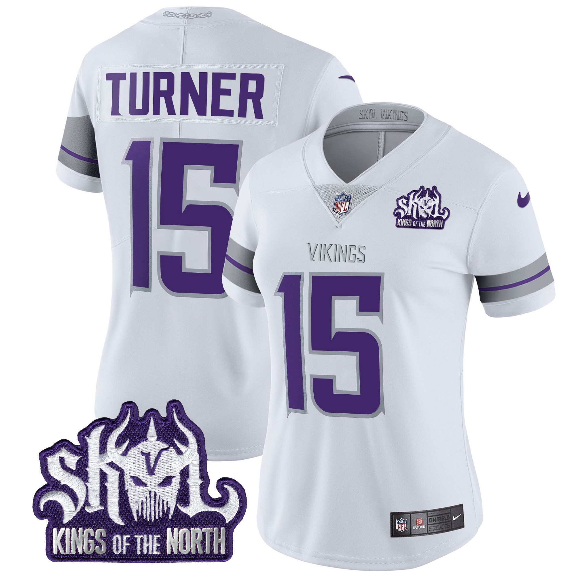 Dallas Turner Women's Minnesota Vikings 2024 Winter Warrior Skol Patch Vapor Limited White Jersey - All Stitched