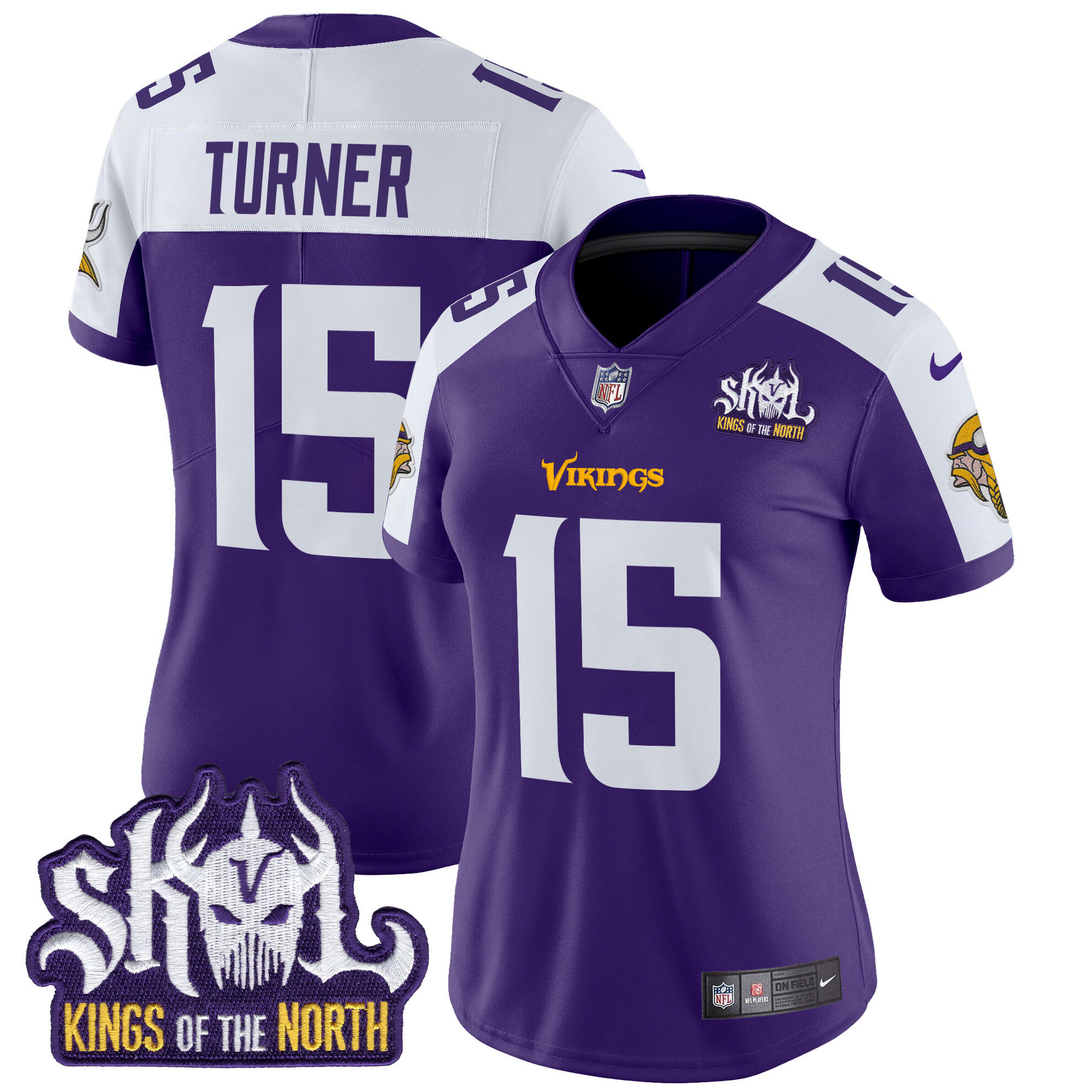 Dallas Turner Women's Minnesota Vikings Kings Of The North Patch Vapor Limited Purple Alternate Jersey - All Stitched