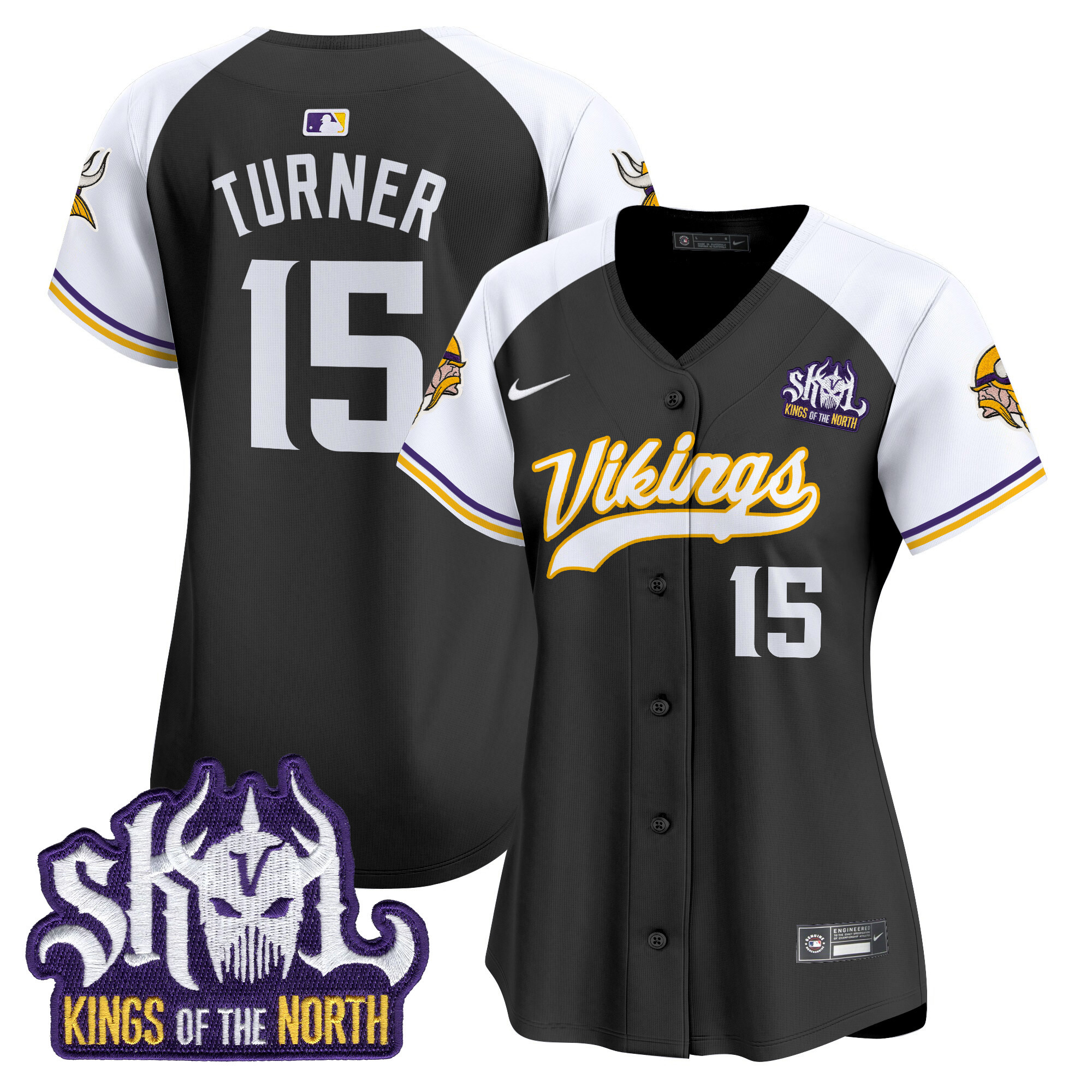 Dallas Turner Women's Minnesota Vikings Kings Of The North Patch Vapor Premier Limited Black Alternate Jersey - All Stitched