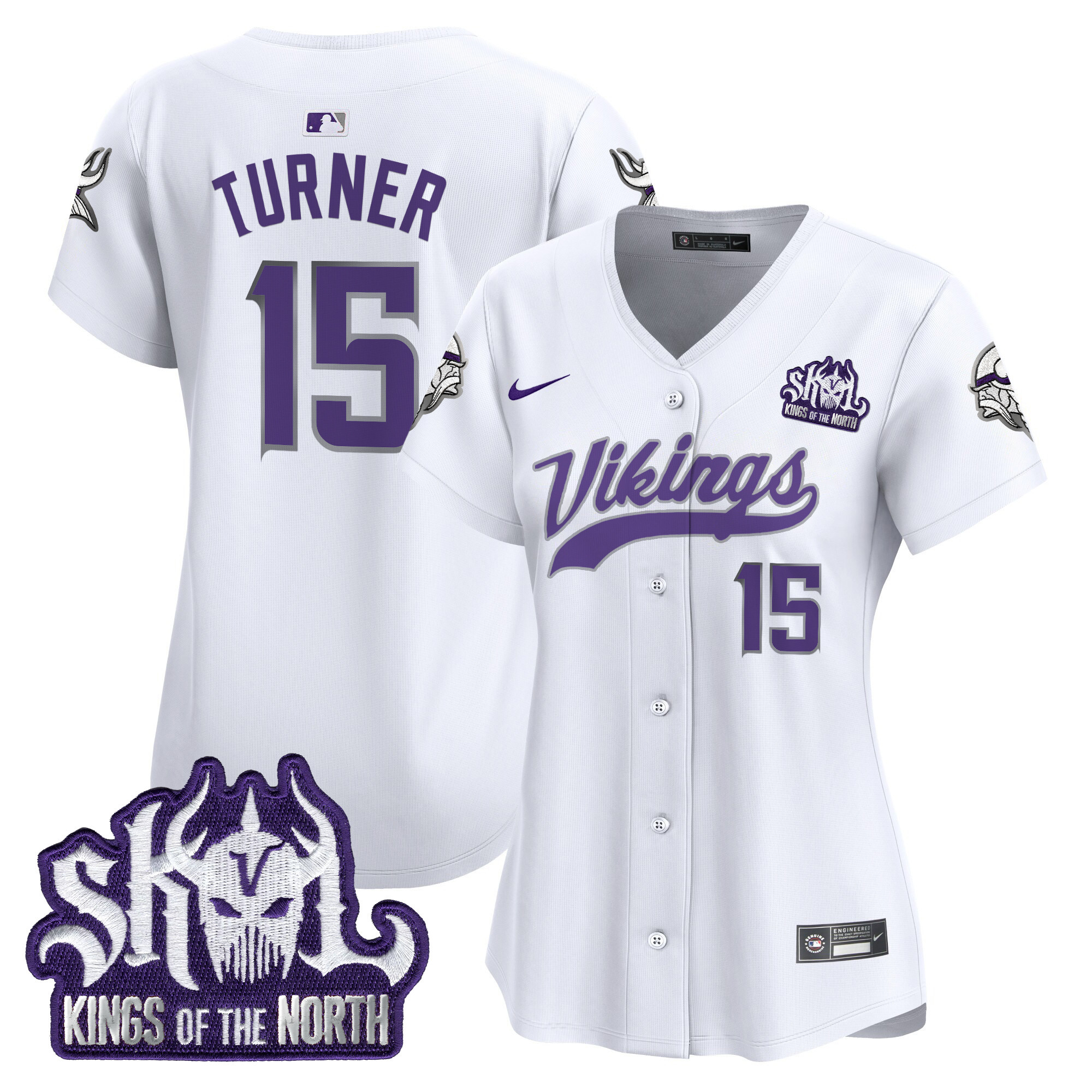 Dallas Turner Women's Minnesota Vikings Kings Of The North Patch Vapor Premier Limited Winter Warrior Jersey - All Stitched