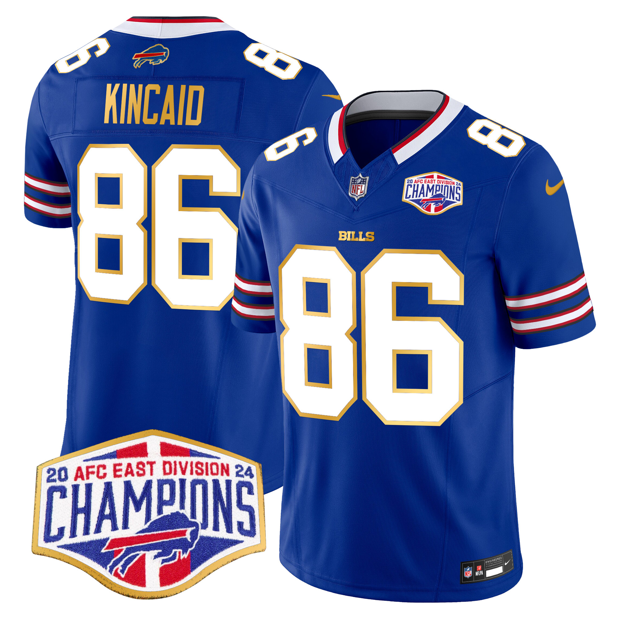 Dalton Kincaid Men's Buffalo Bills 2024 AFC East Division Champions Gold Trim Vapor Limited Royal Jersey - All Stitched