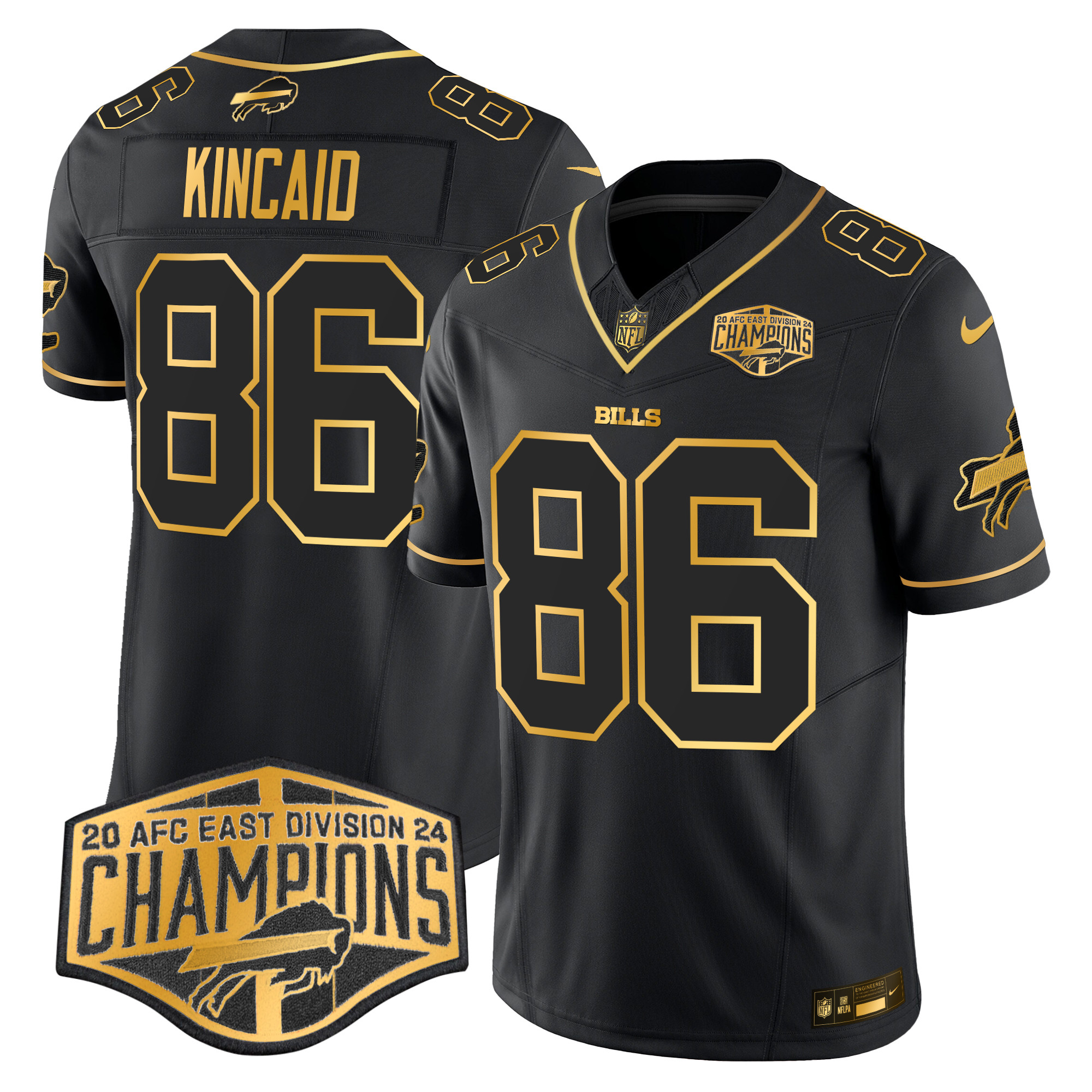 Dalton Kincaid Men's Buffalo Bills 2024 AFC East Division Champions Gold Vapor Limited Black Gold Jersey - All Stitched