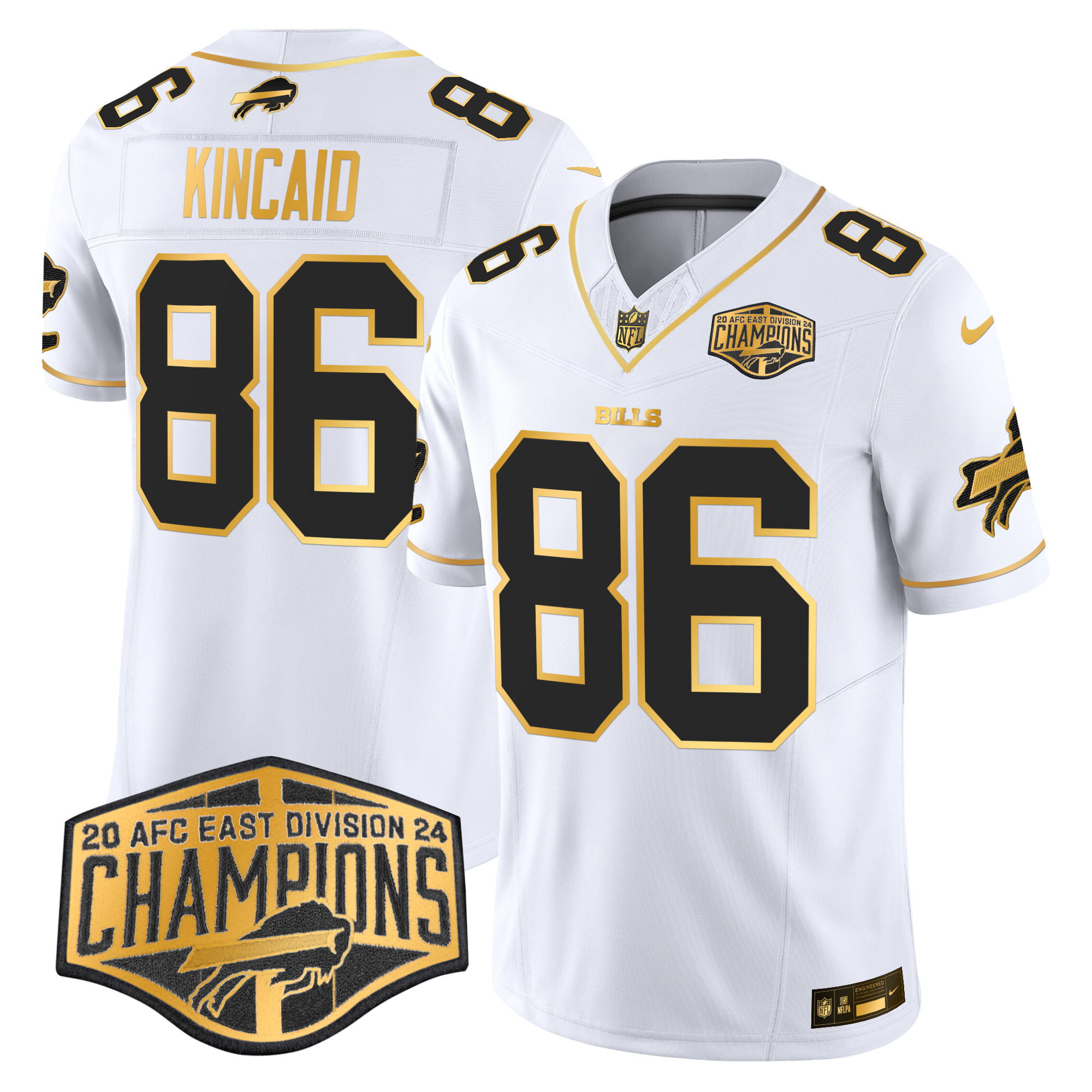 Dalton Kincaid Men's Buffalo Bills 2024 AFC East Division Champions Gold Vapor Limited White Gold Jersey - All Stitched