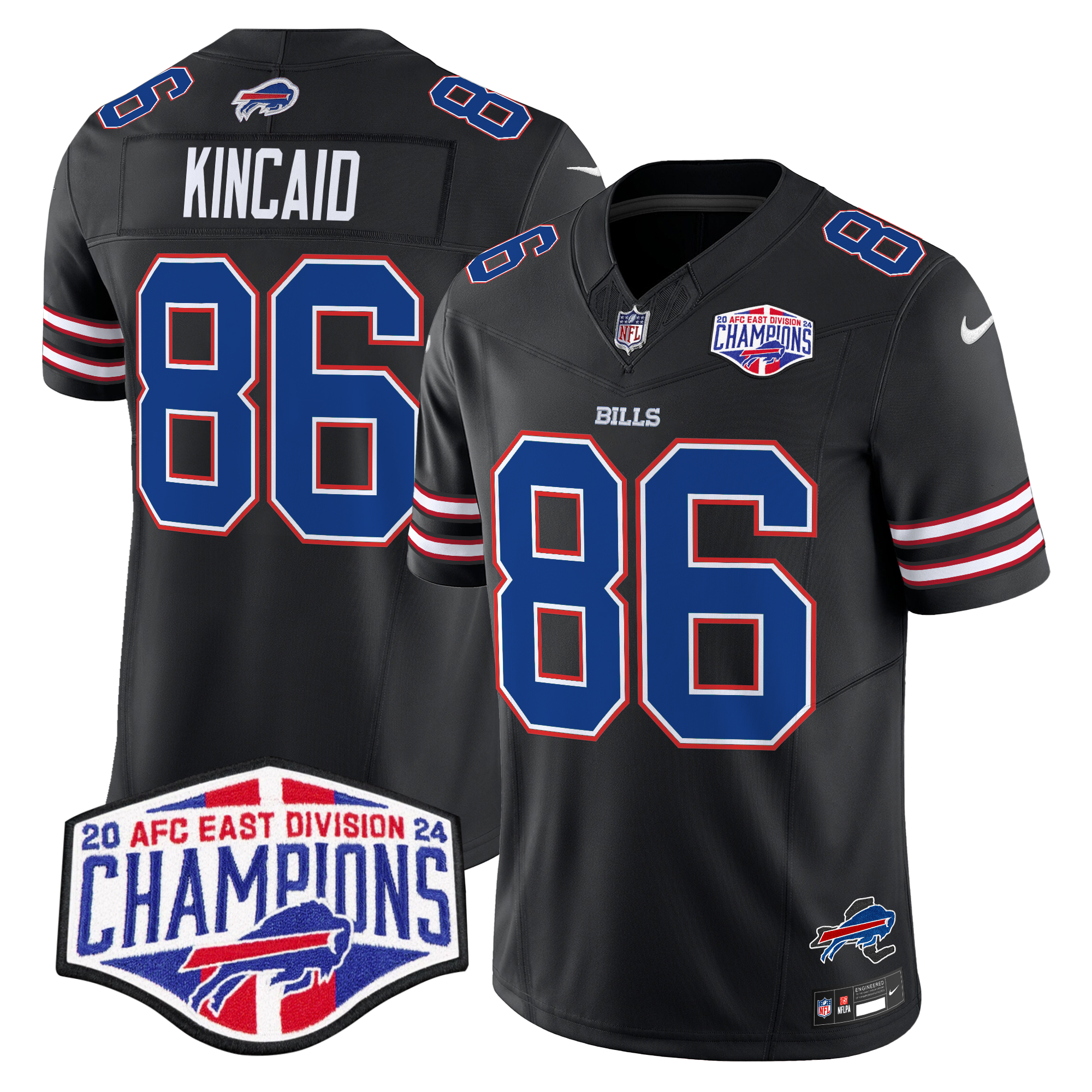 Dalton Kincaid Men's Buffalo Bills 2024 AFC East Division Champions Vapor Limited Black Jersey - All Stitched