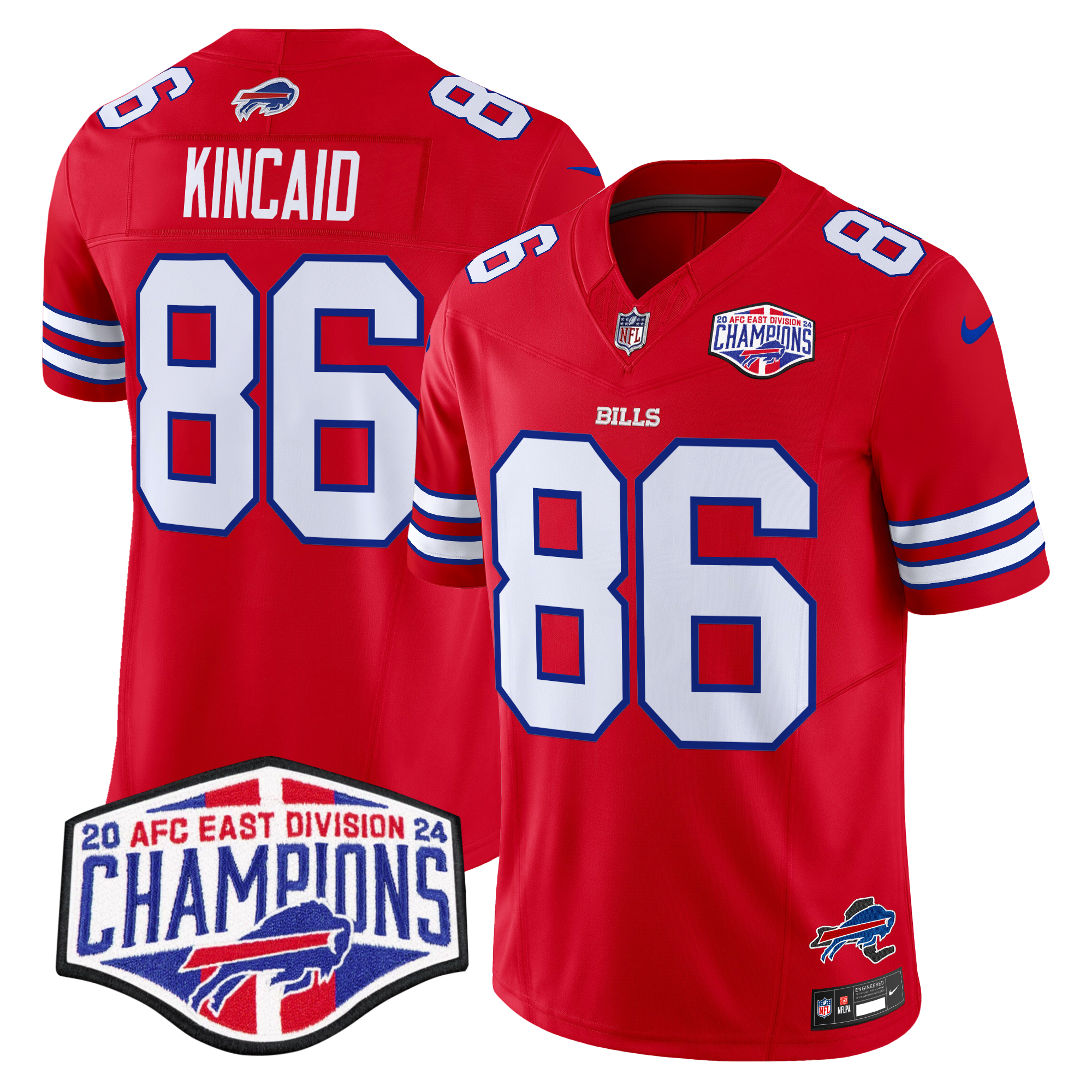 Dalton Kincaid Men's Buffalo Bills 2024 AFC East Division Champions Vapor Limited Red Jersey - All Stitched