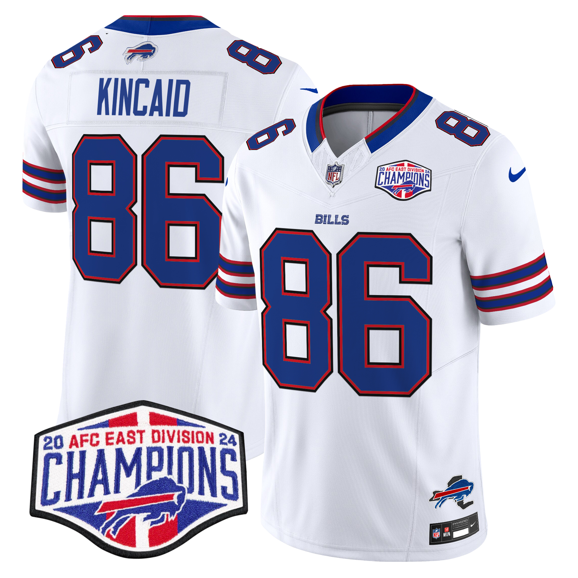 Dalton Kincaid Men's Buffalo Bills 2024 AFC East Division Champions Vapor Limited White Jersey - All Stitched