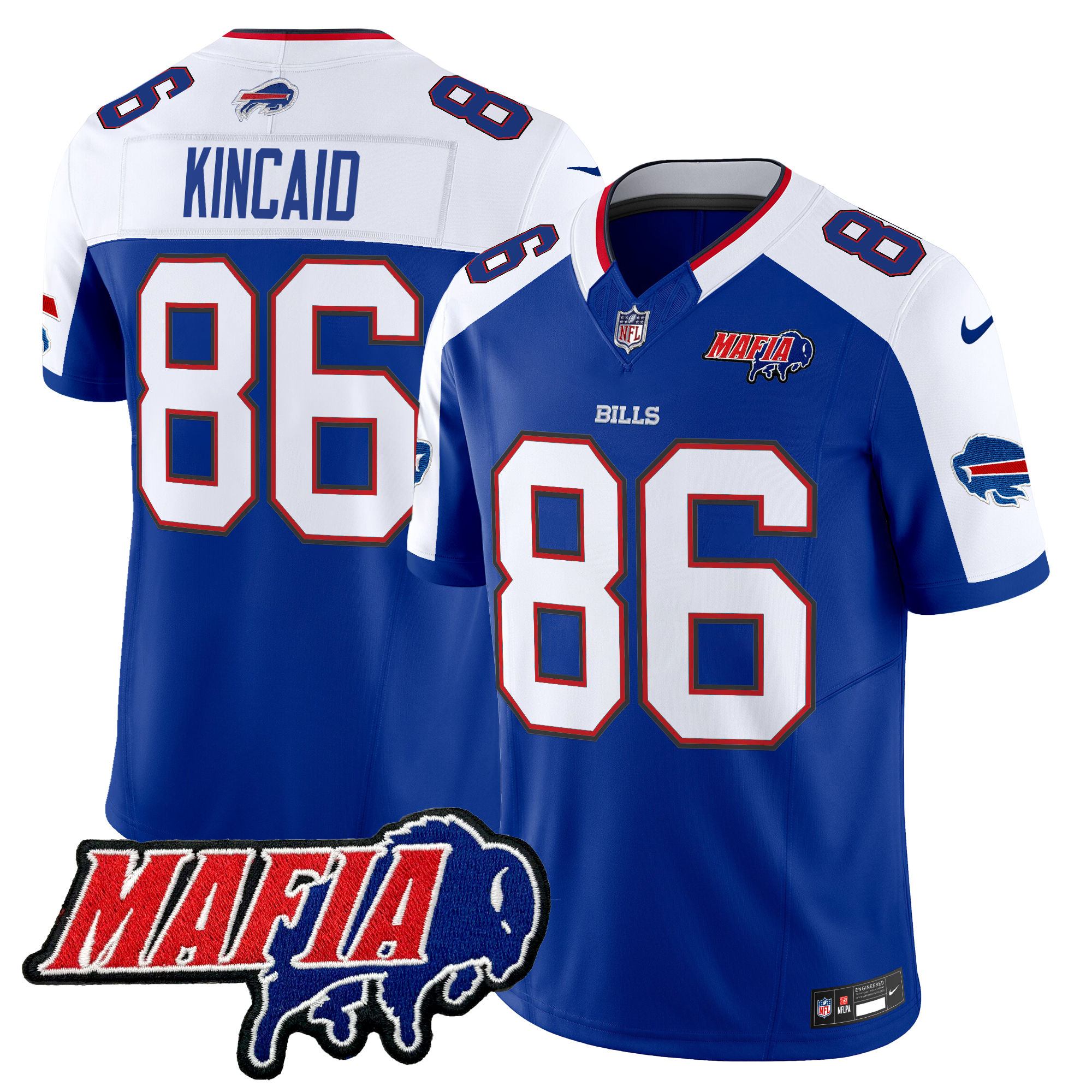 Dalton Kincaid Men's Buffalo Bills 2024 Buffalo Bills Mafia Patch Vapor Limited Royal Alternate Jersey - All Stitched