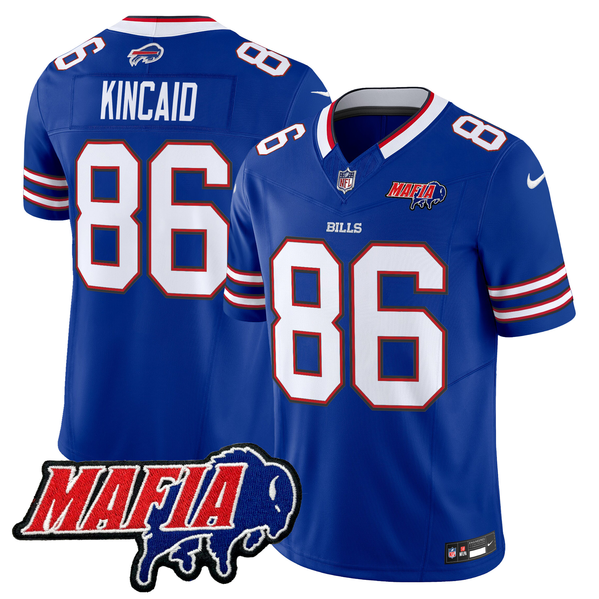 Dalton Kincaid Men's Buffalo Bills 2024 Buffalo Bills Mafia Patch Vapor Limited Royal Jersey - All Stitched