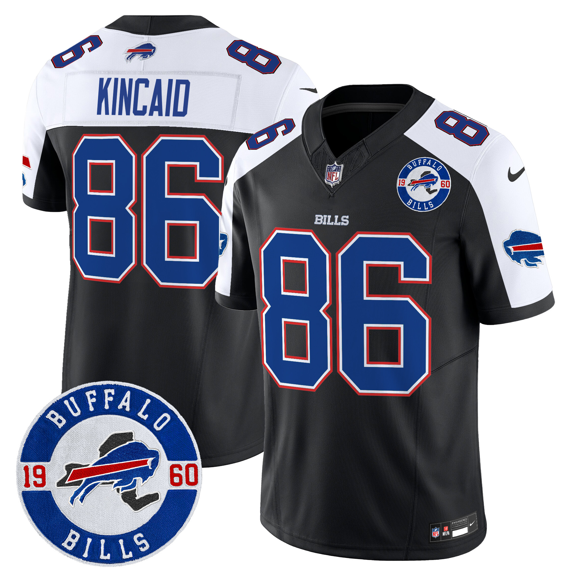 Dalton Kincaid Men's Buffalo Bills 2024 Vapor Limited Black Alternate Jersey - All Stitched
