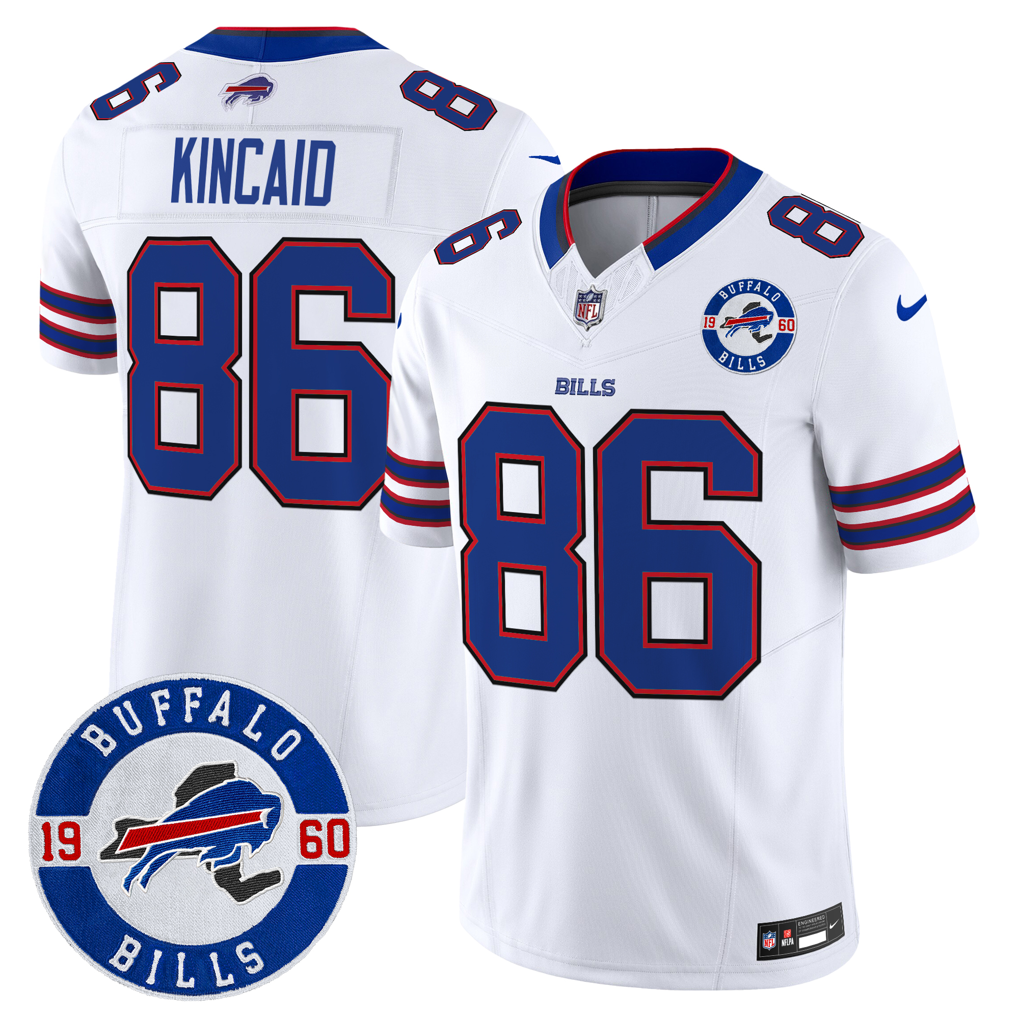 Dalton Kincaid Men's Buffalo Bills 2024 Vapor Limited White Jersey - All Stitched