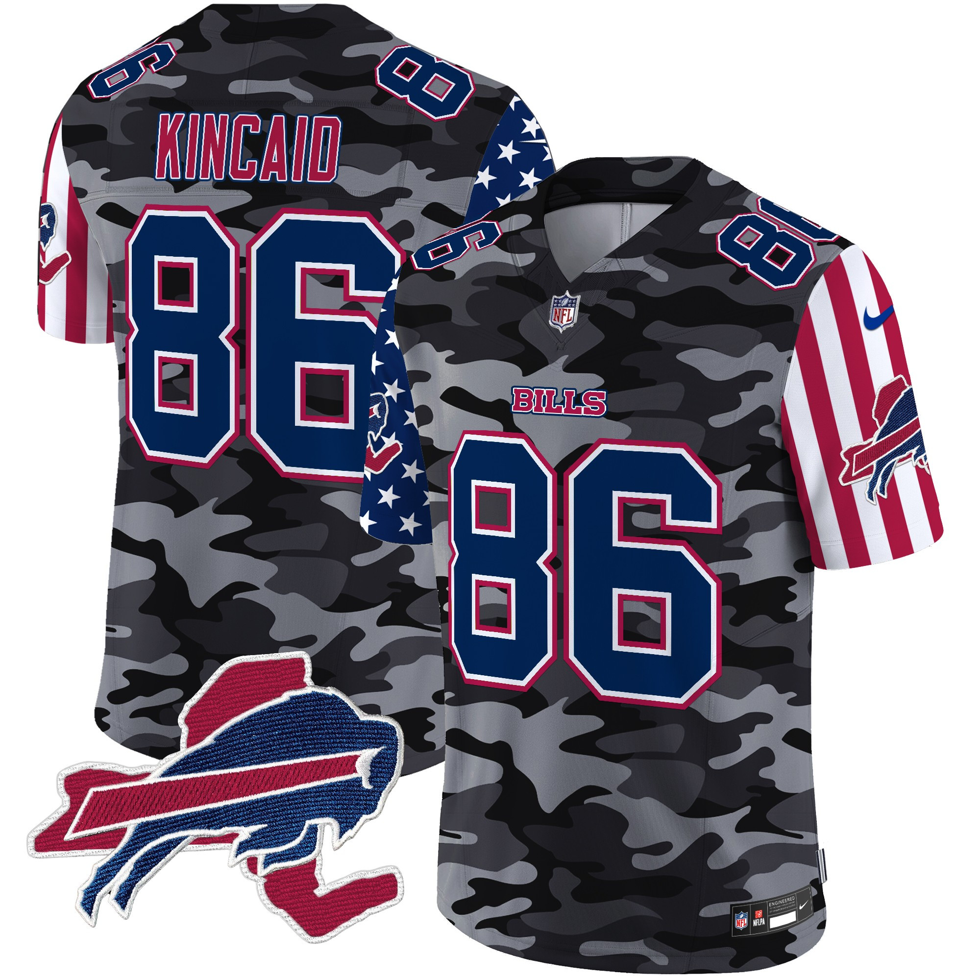 Dalton Kincaid Men's Buffalo Bills American Style Vapor Limited Black Camo Jersey - All Stitched
