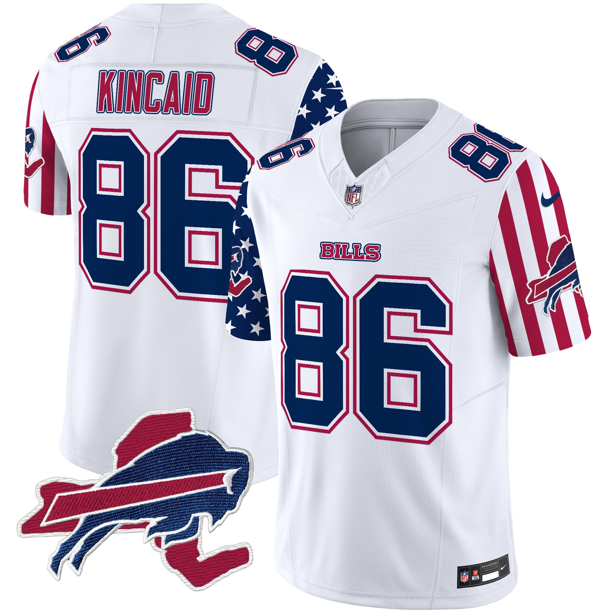 Dalton Kincaid Men's Buffalo Bills American Style Vapor Limited White Jersey - All Stitched