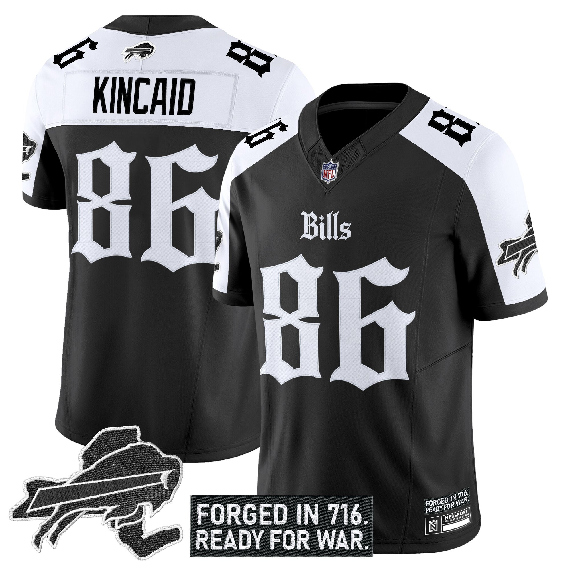 Dalton Kincaid Men's Buffalo Bills 'Gothic Cold Front Edition' Vapor Limited Alternate Jersey - All Stitched