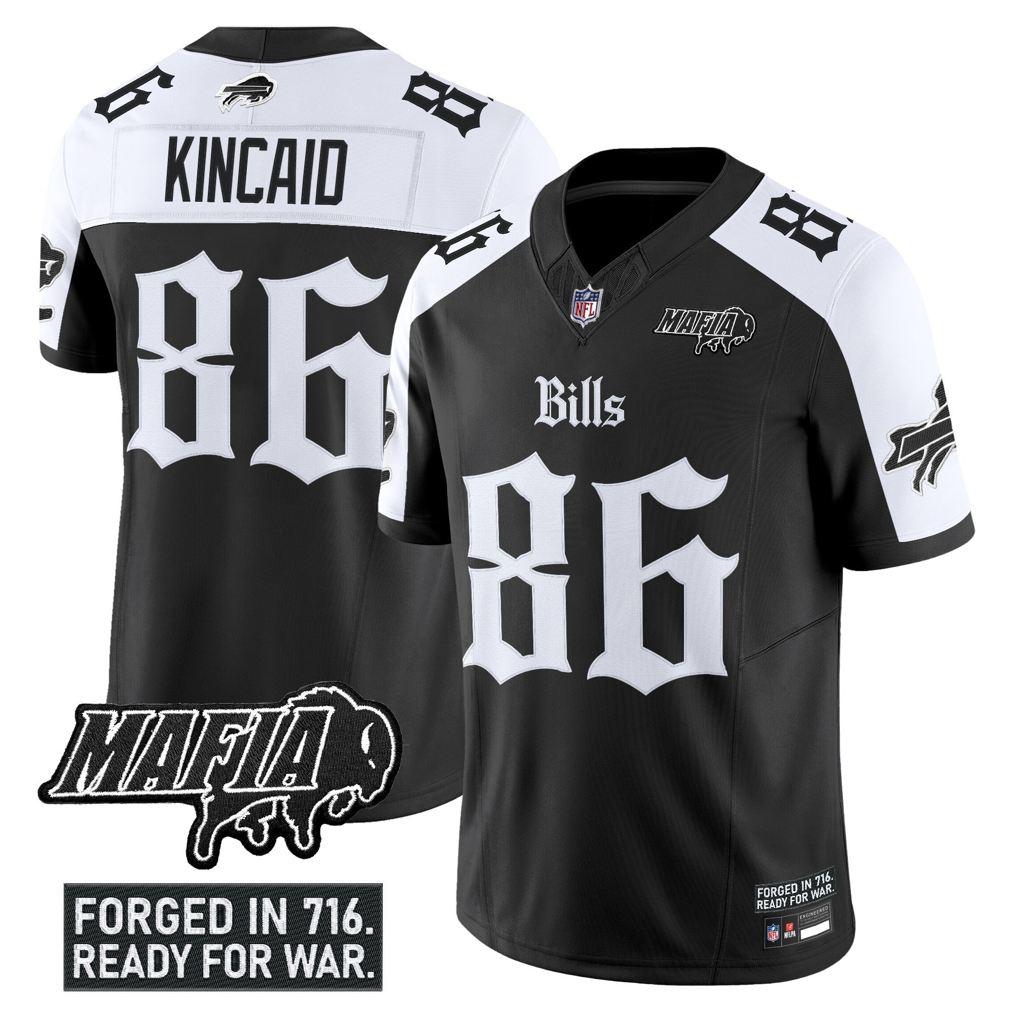 Dalton Kincaid Men's Buffalo Bills 'Gothic Cold Front Edition' Vapor Limited Alternate Jersey - All Stitched
