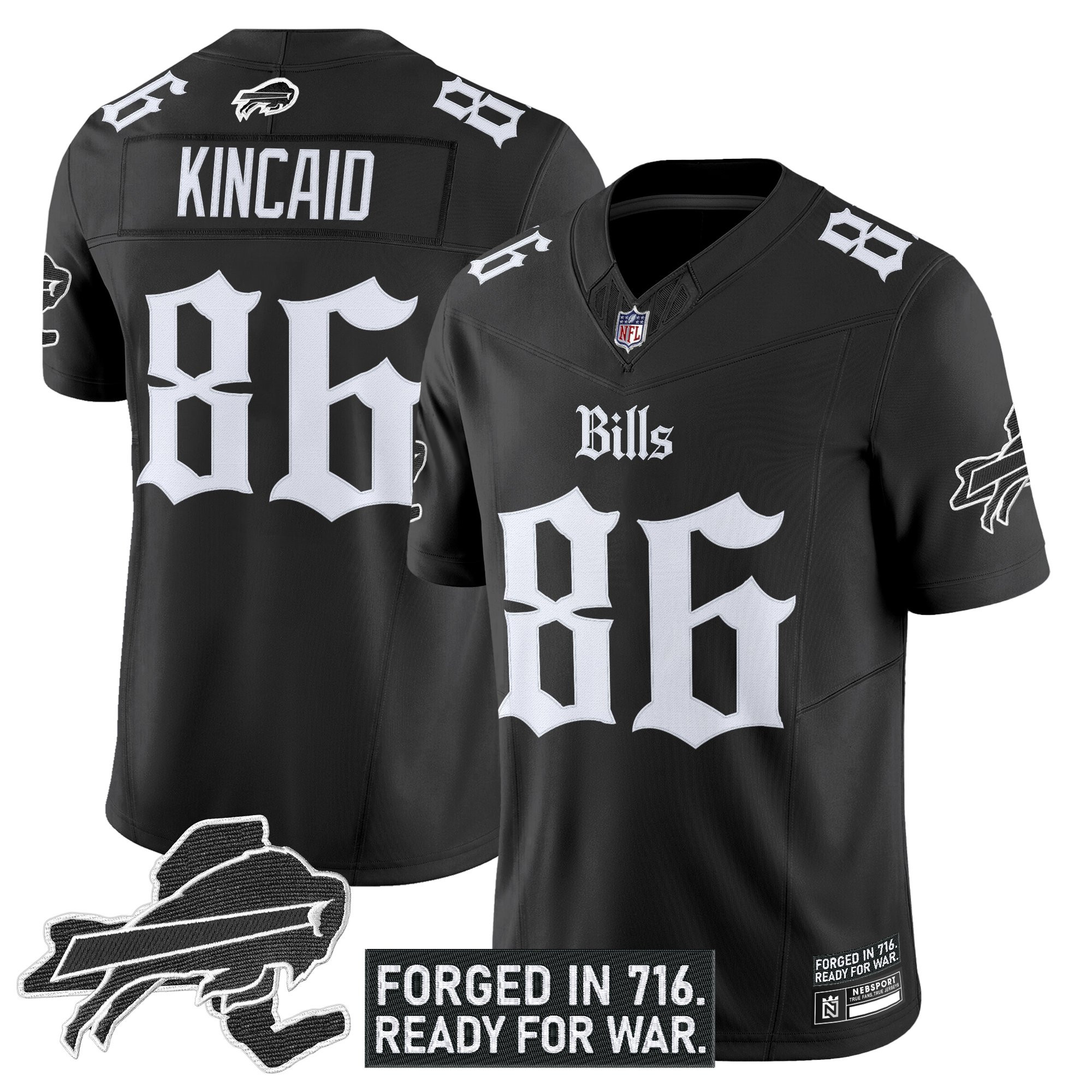 Dalton Kincaid Men's Buffalo Bills 'Gothic Cold Front Edition' Vapor Limited Black Jersey - All Stitched
