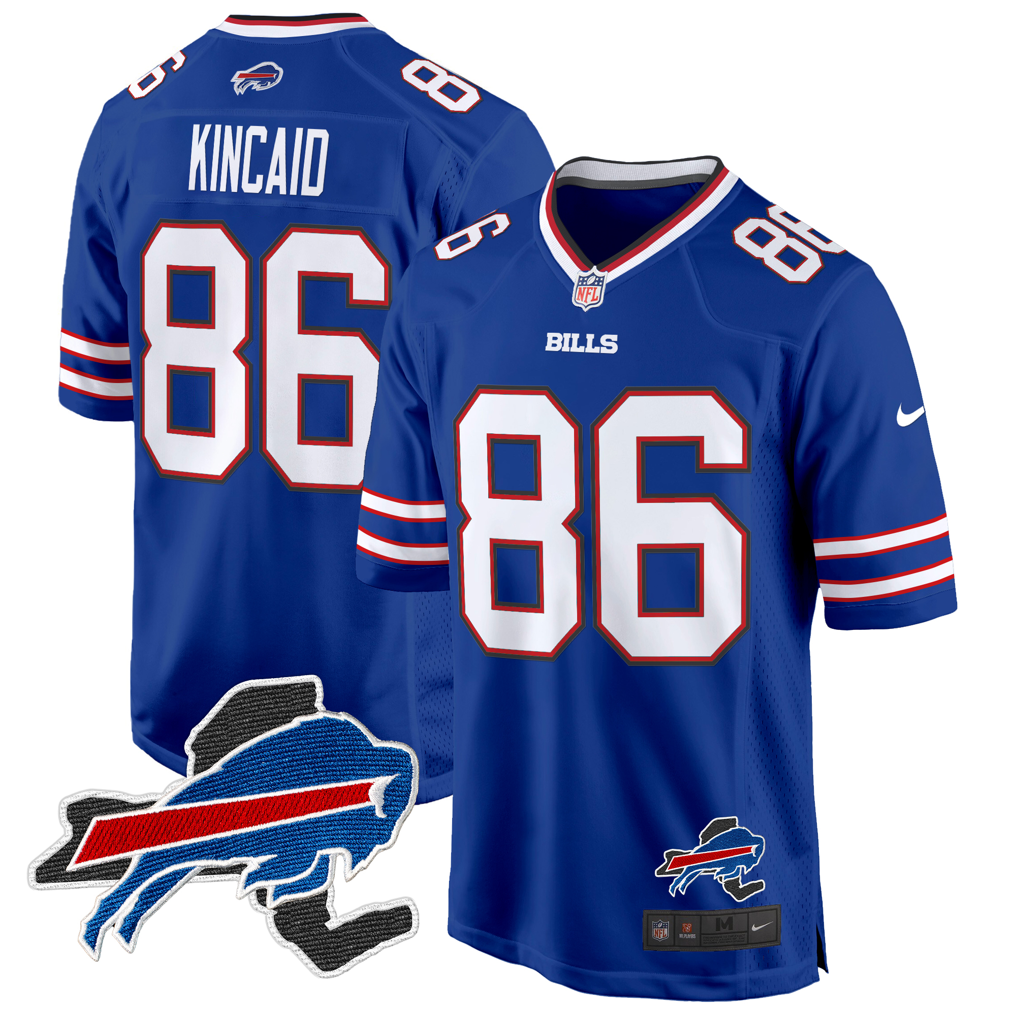 Dalton Kincaid Men's Buffalo Bills New York Patch Game Royal Jersey - All Stitched