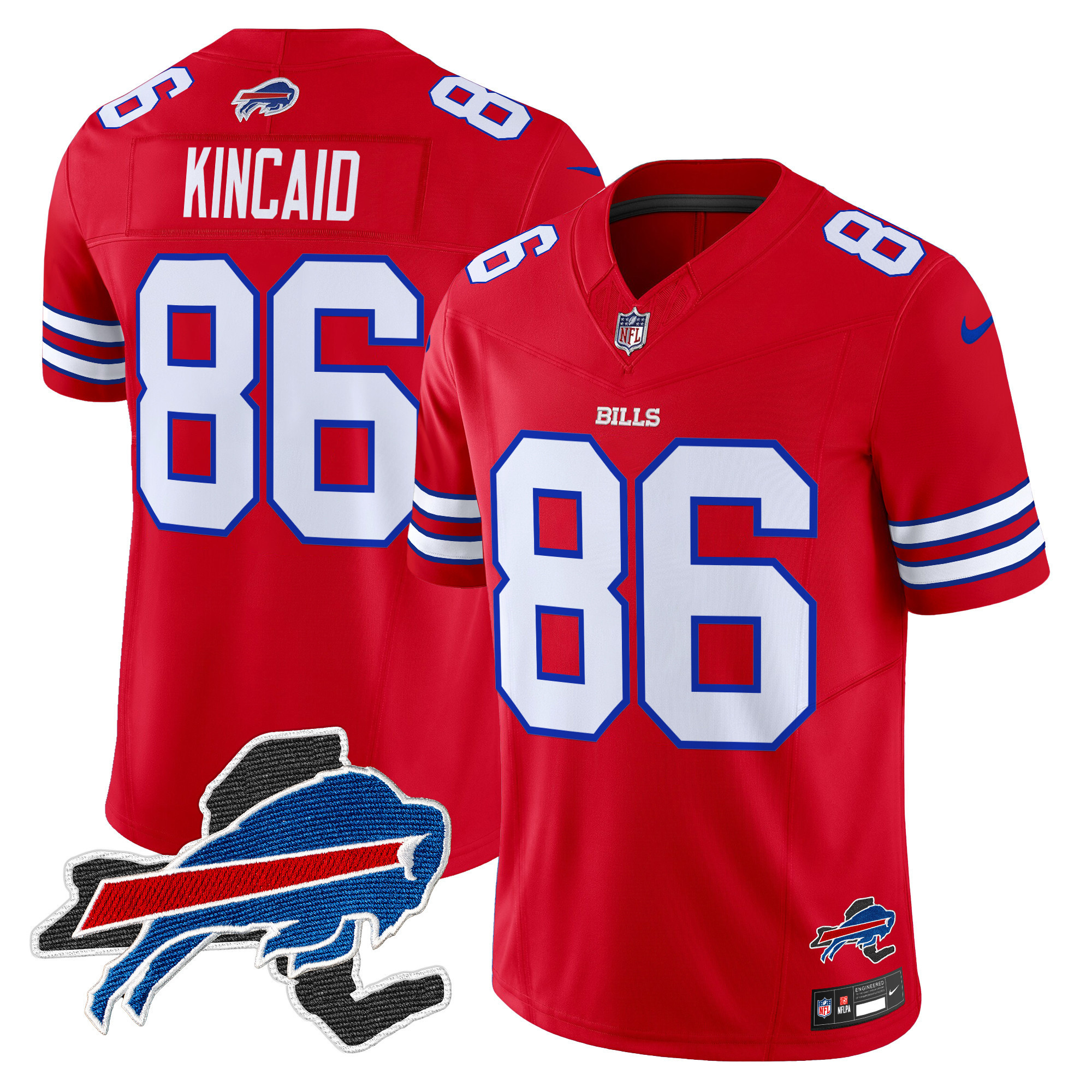 Dalton Kincaid Men's Buffalo Bills New York Patch Vapor Limited Red Jersey - All Stitched