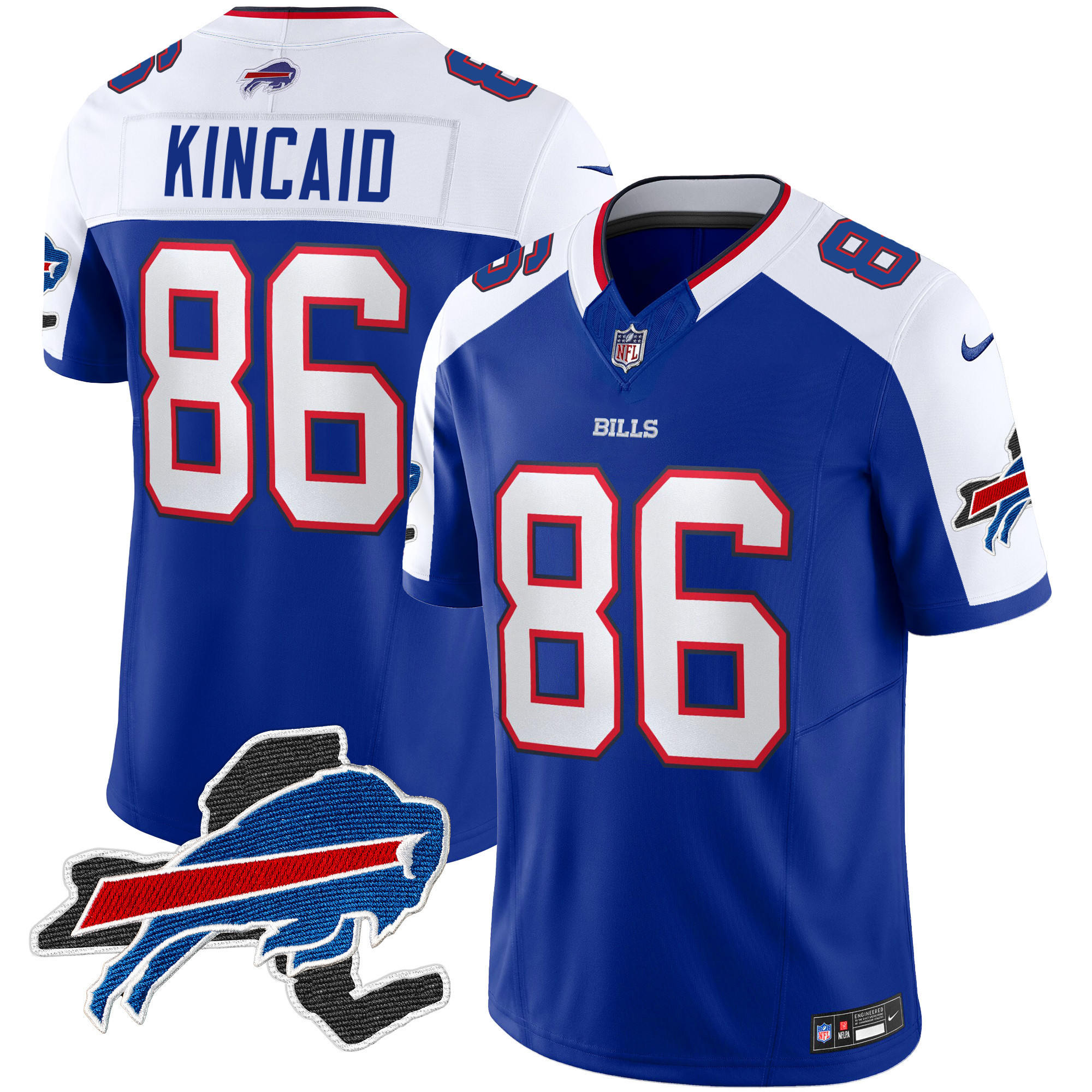 Dalton Kincaid Men's Buffalo Bills New York Patch Vapor Limited Royal Alternate Jersey - All Stitched