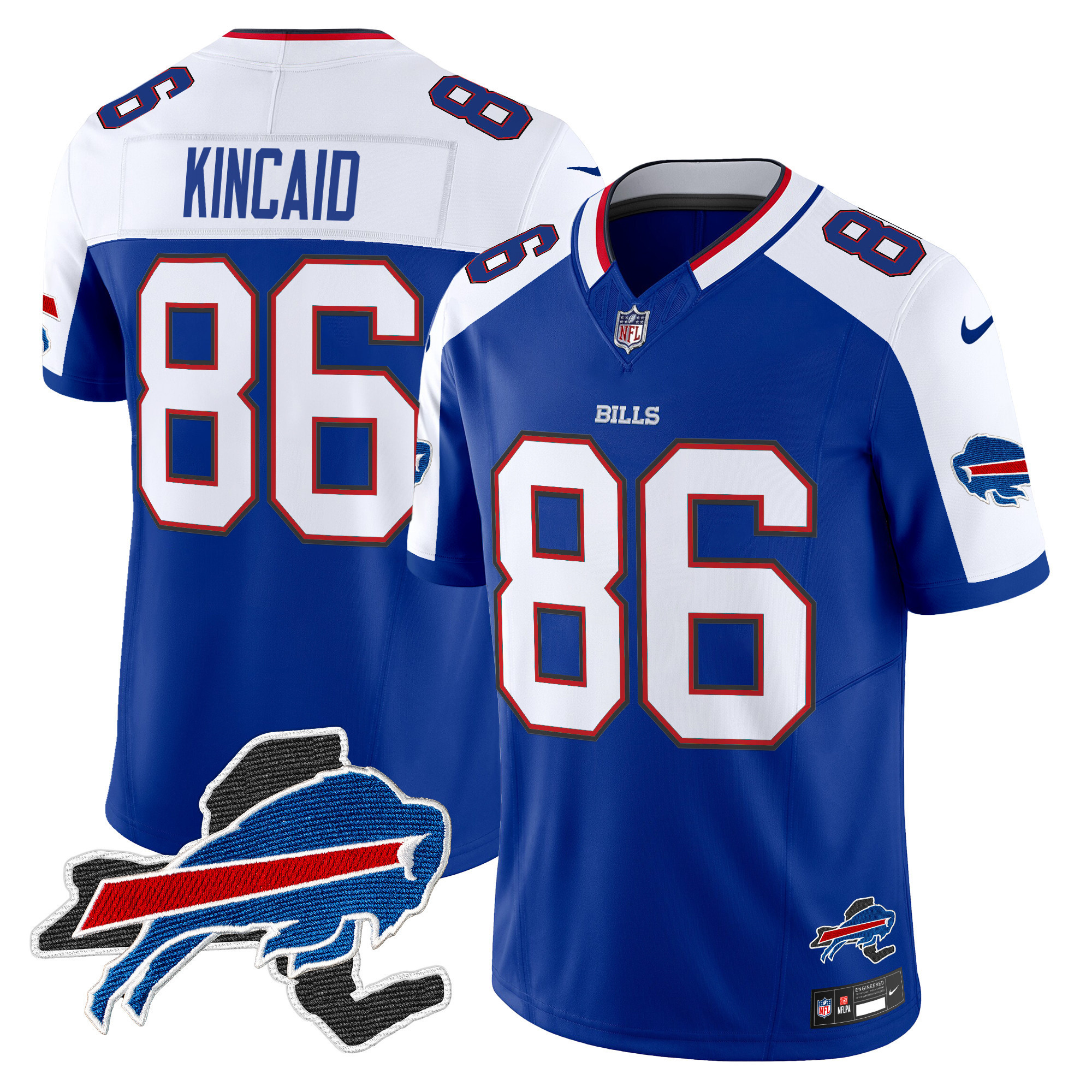 Dalton Kincaid Men's Buffalo Bills New York Patch Vapor Limited Royal Alternate Jersey - All Stitched
