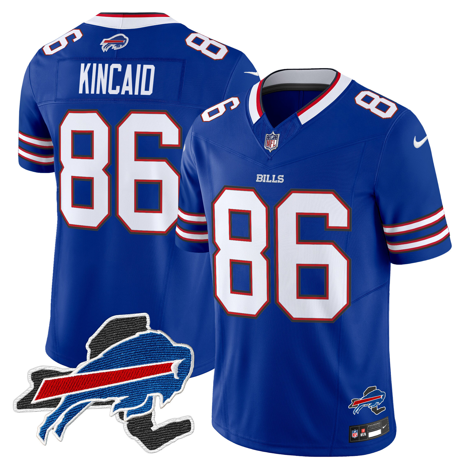 Dalton Kincaid Men's Buffalo Bills New York Patch Vapor Limited Royal Jersey - All Stitched