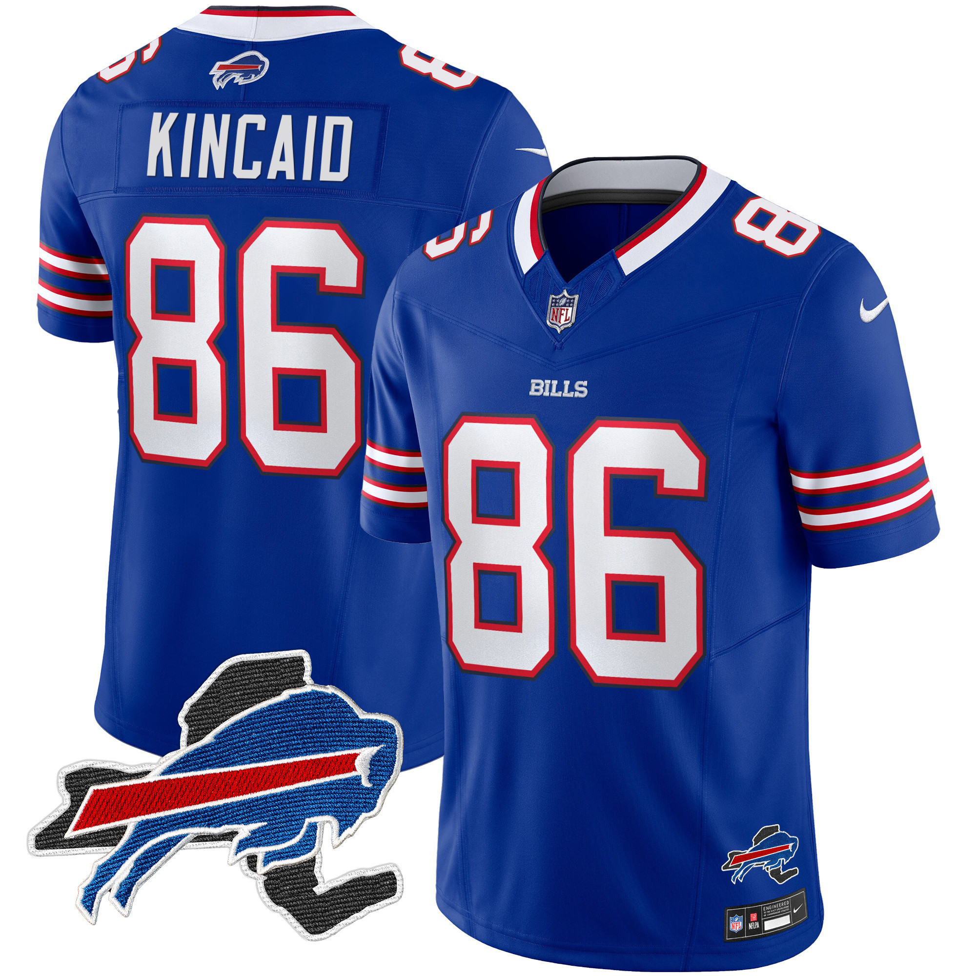 Dalton Kincaid Men's Buffalo Bills New York Patch Vapor Limited Royal Jersey - All Stitched