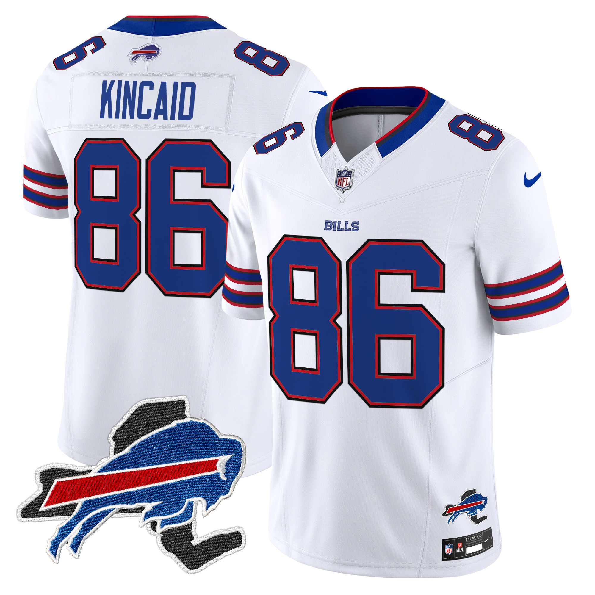Dalton Kincaid Men's Buffalo Bills New York Patch Vapor Limited White Jersey - All Stitched
