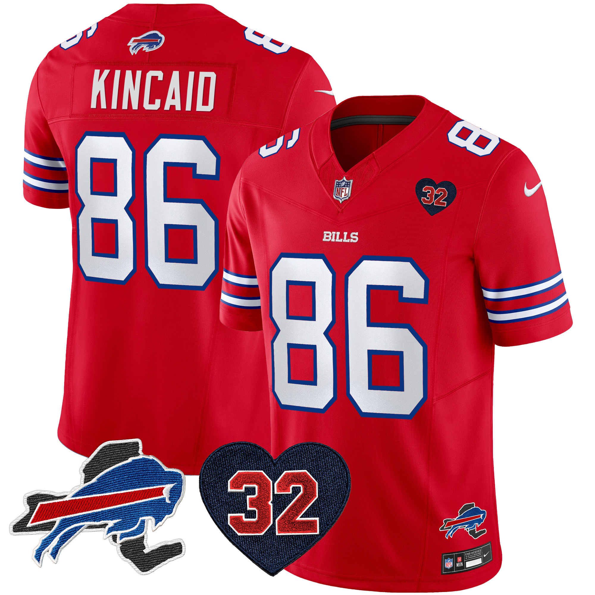 Dalton Kincaid Men's Buffalo Bills O.J. Simpson Patch Vapor Limited Red Jersey - All Stitched